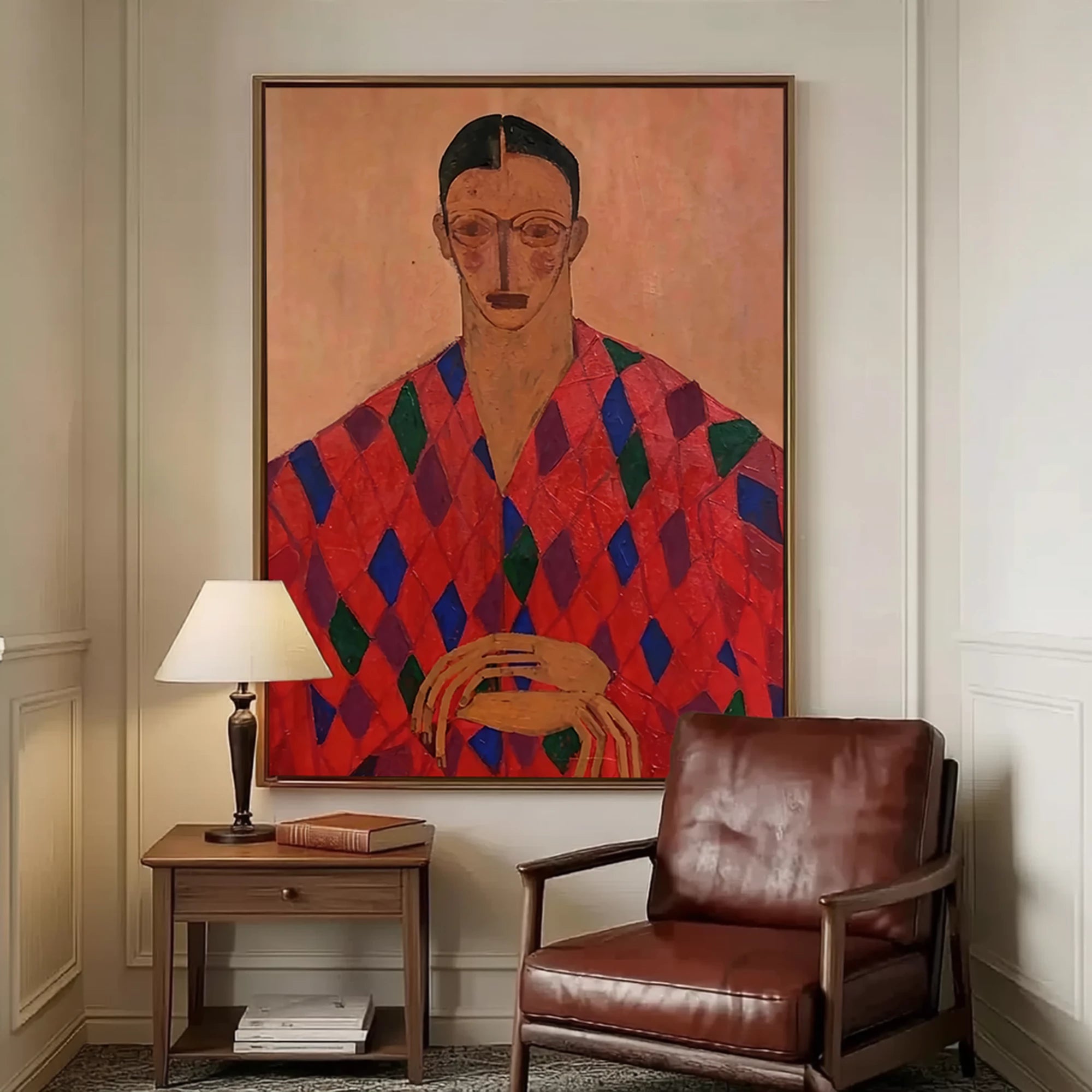 Argyle Harlequin Expressionist Oil Painting #AB312