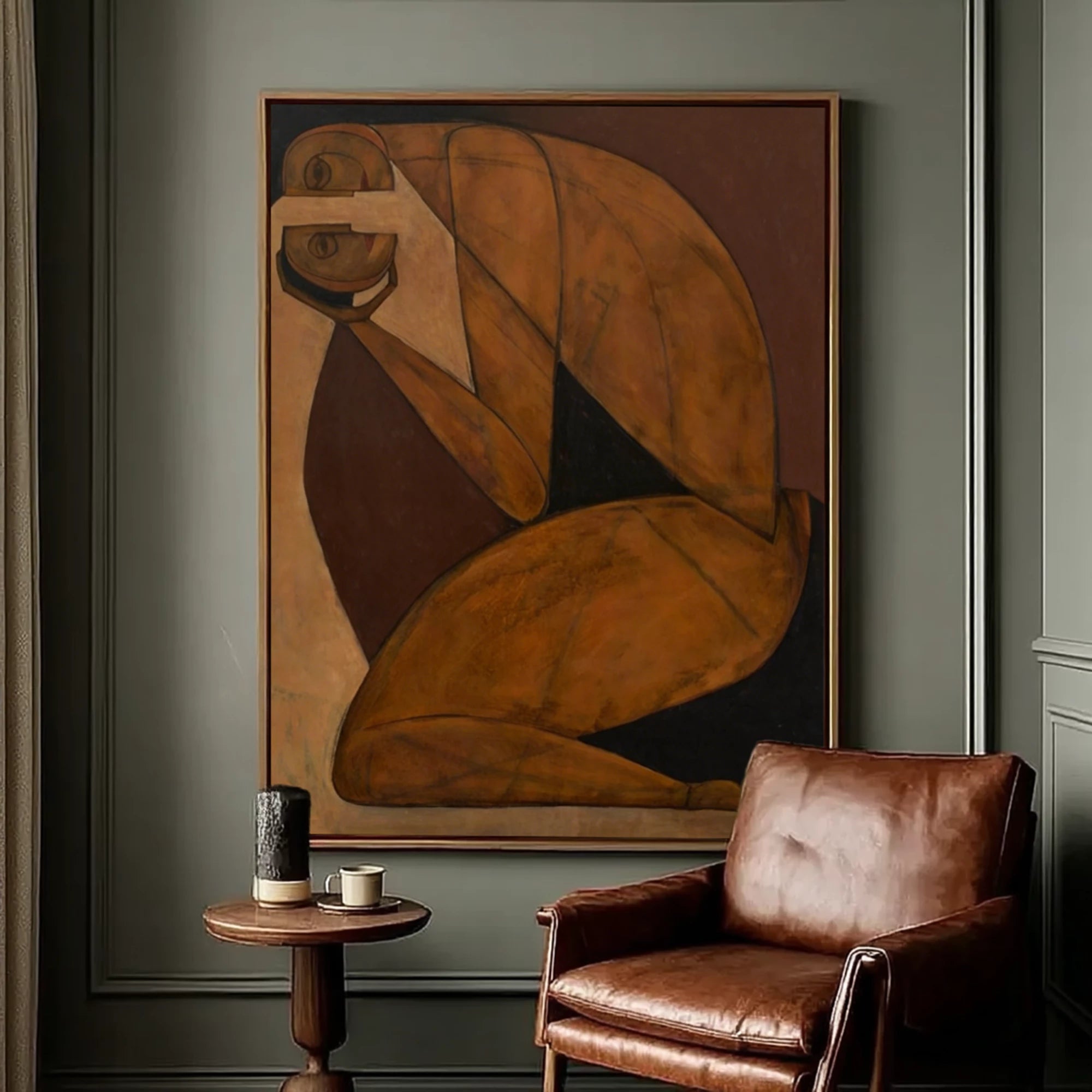 Abstract Expressionist Seated Figure Oil Painting #AB288
