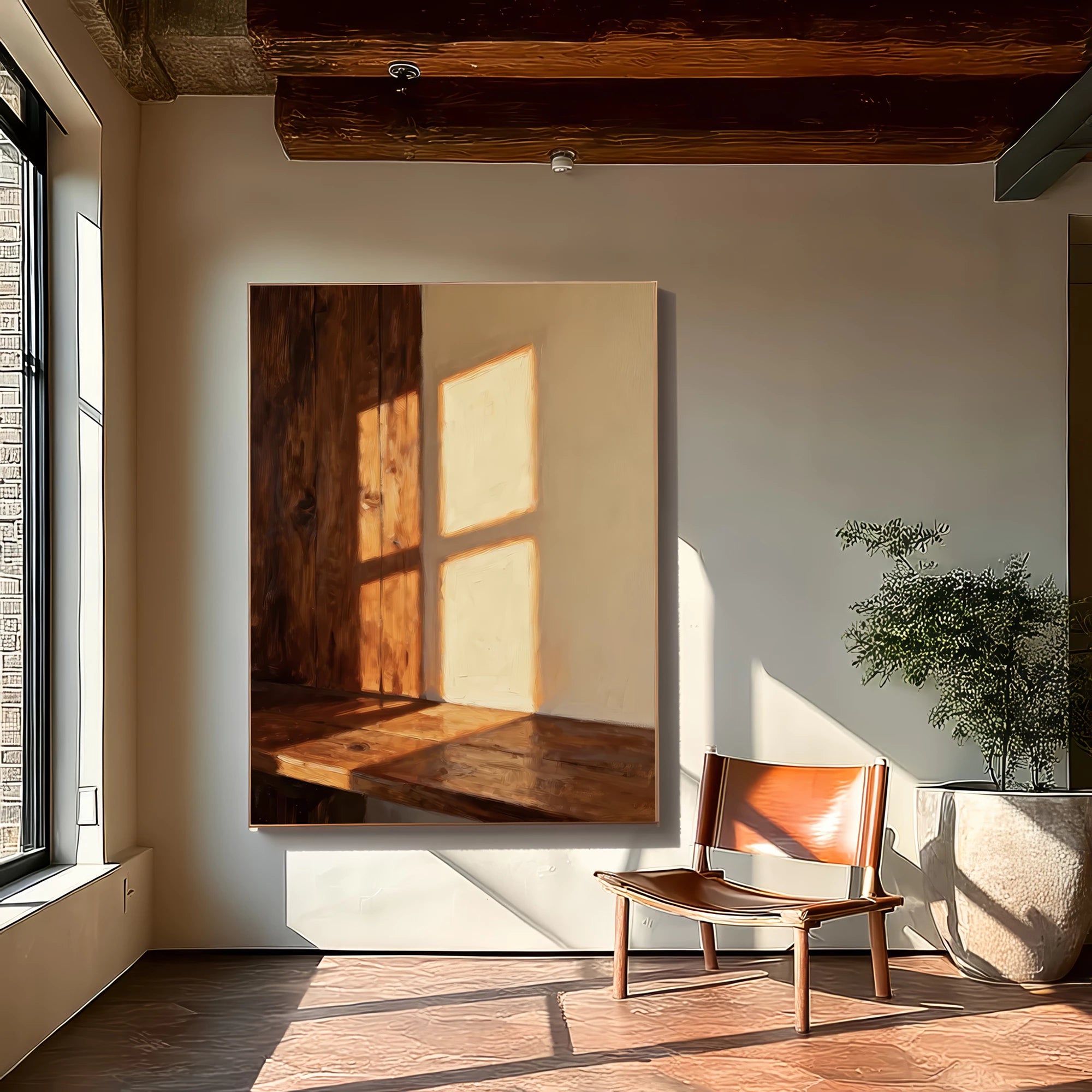 Hand-Painted Sunlight Window Shadow Oil Painting #MZ213