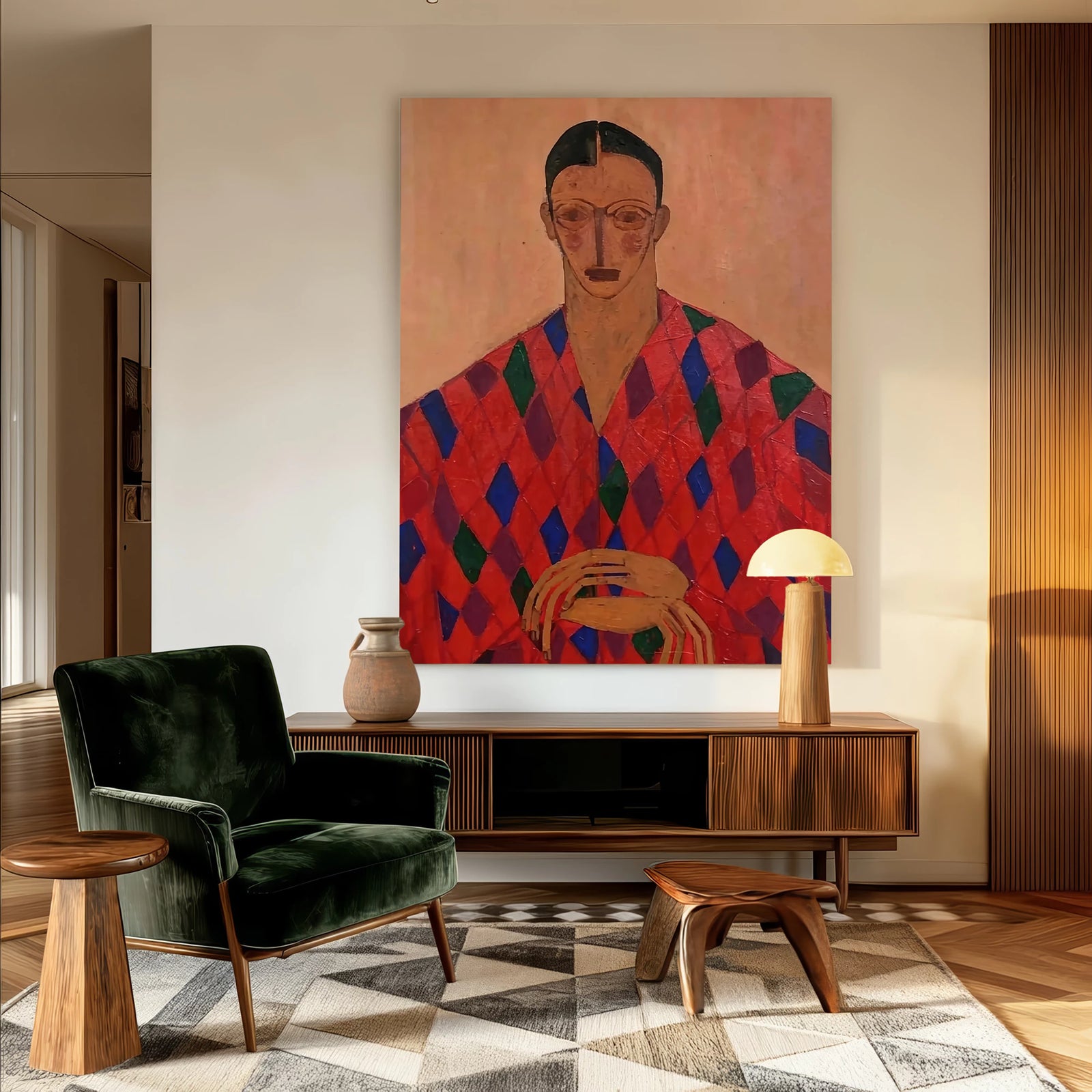 Argyle Harlequin Expressionist Oil Painting #AB312