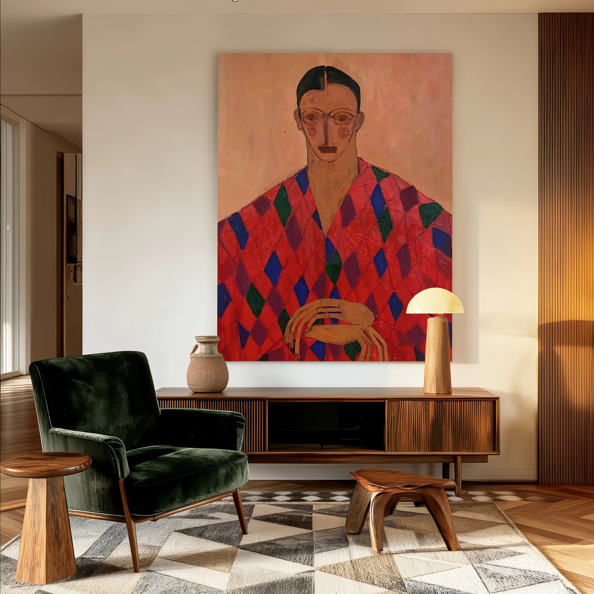 Argyle Harlequin Expressionist Oil Painting #AB312