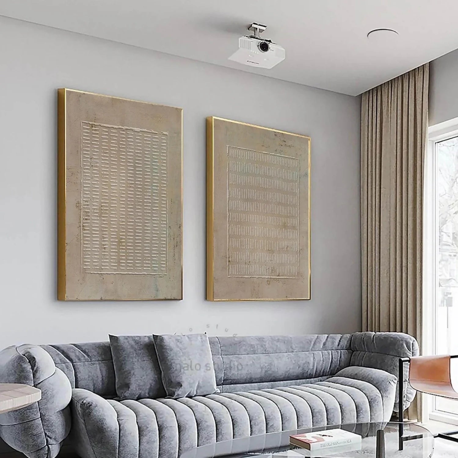 Beige and Brown Wabi Sabi Textured Canvas Art Set of 2 #WA641