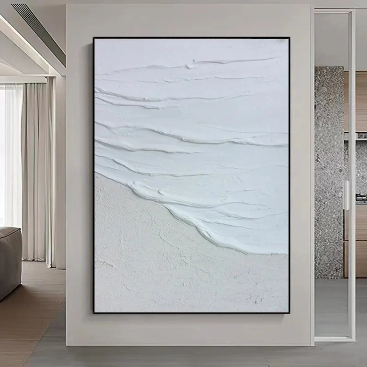 White Minimalist_Textured_Canvas Art #MD258