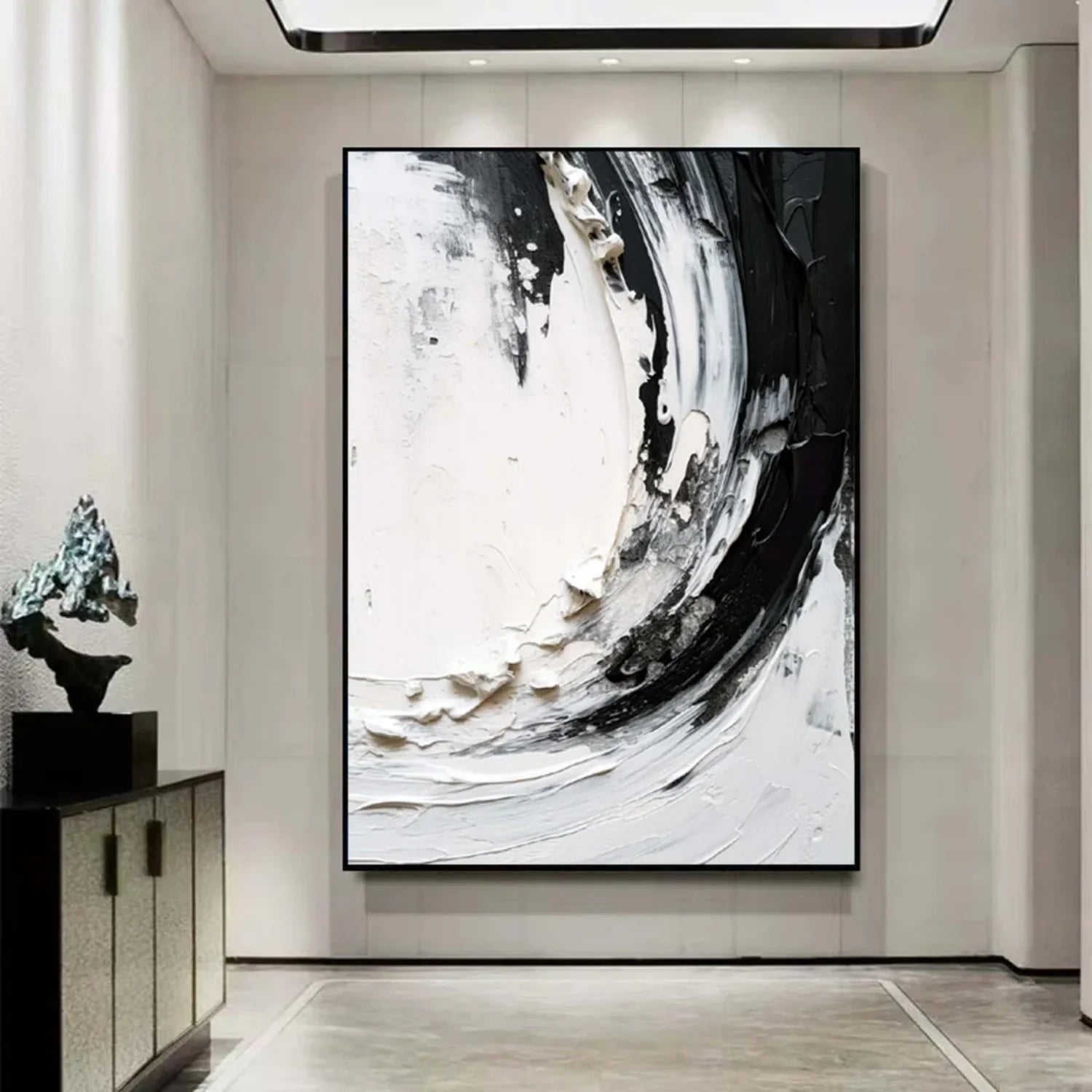 White and Black Minimalistic Textured Art #MD245