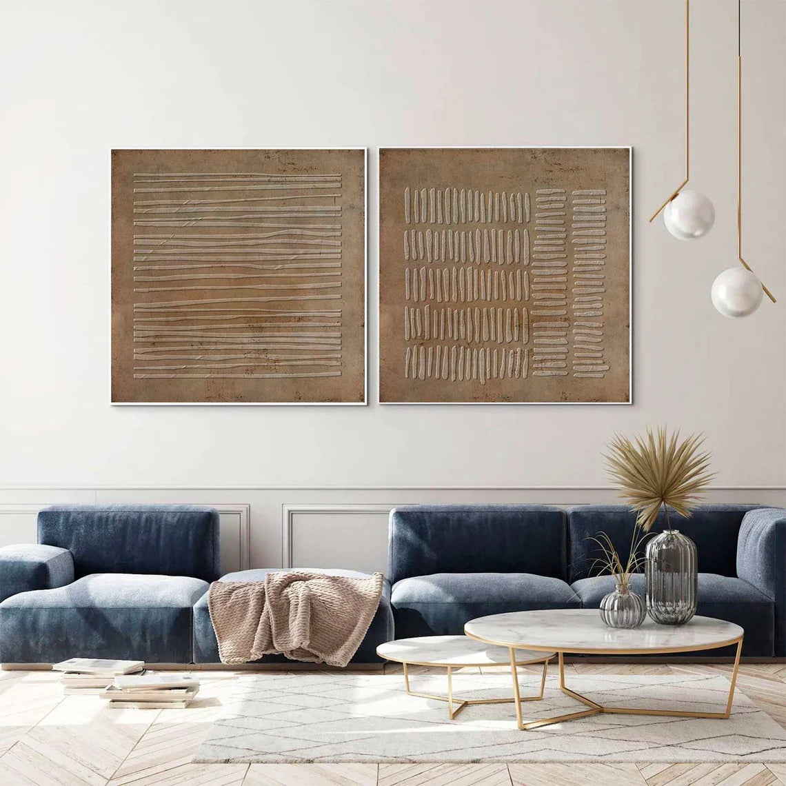 Beige and Brown Wabi Sabi Textured Canvas Art Set of 2 #WA639