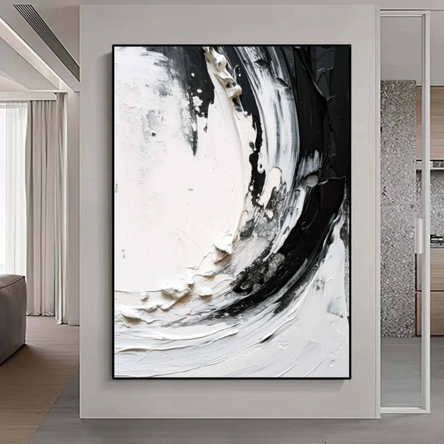 White and Black Minimalistic Textured Art #MD245