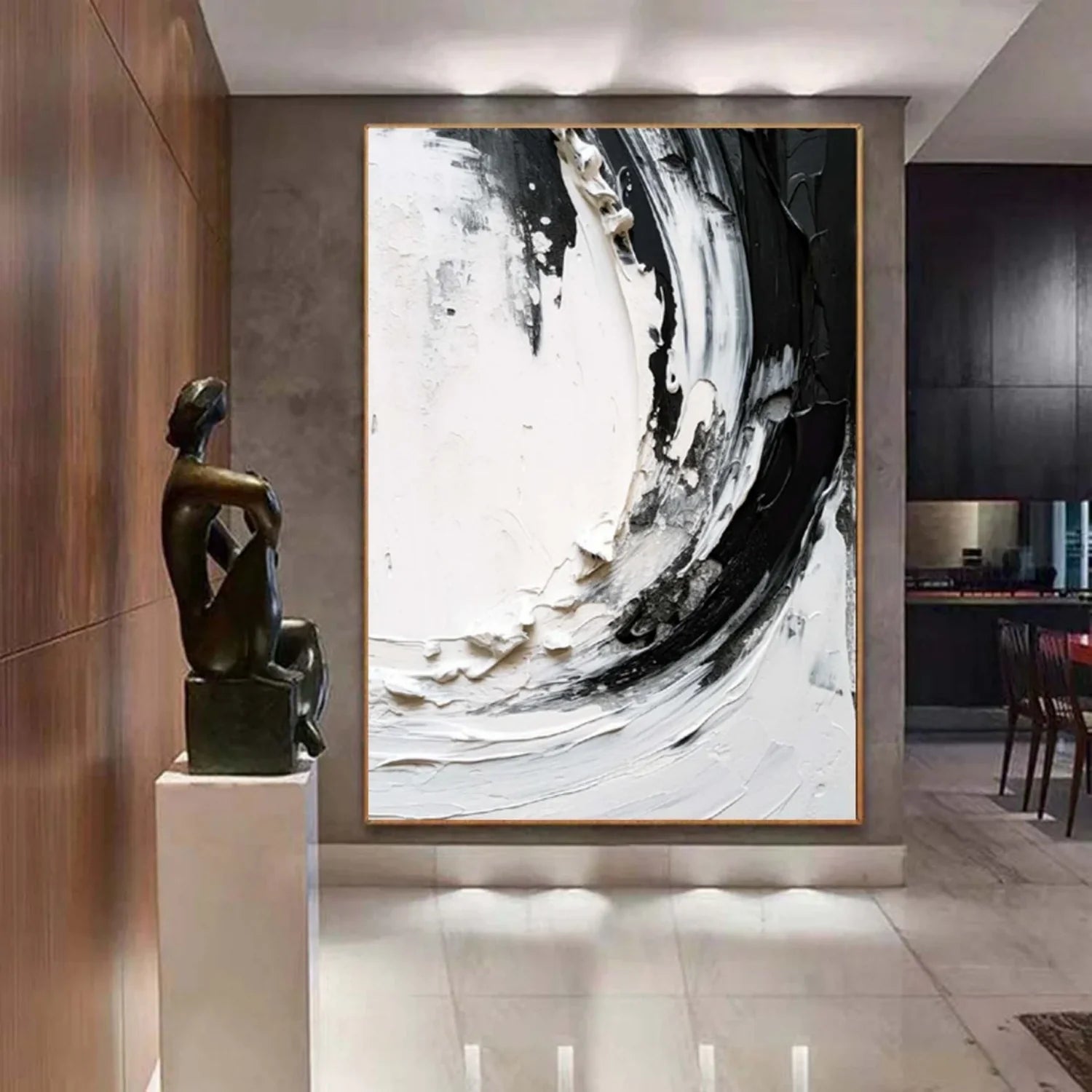 White and Black Minimalistic Textured Art #MD245