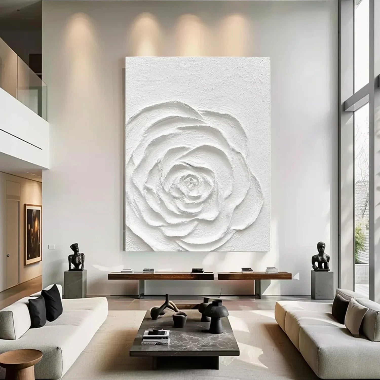 White Flower & Tree Abstract_Textured Wall Art #FT127