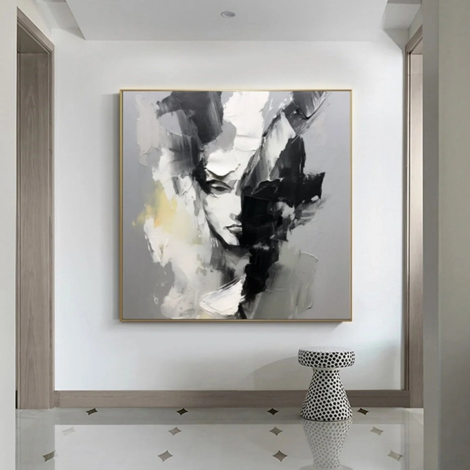 Abstract Portrait Black and White Painting #AB033