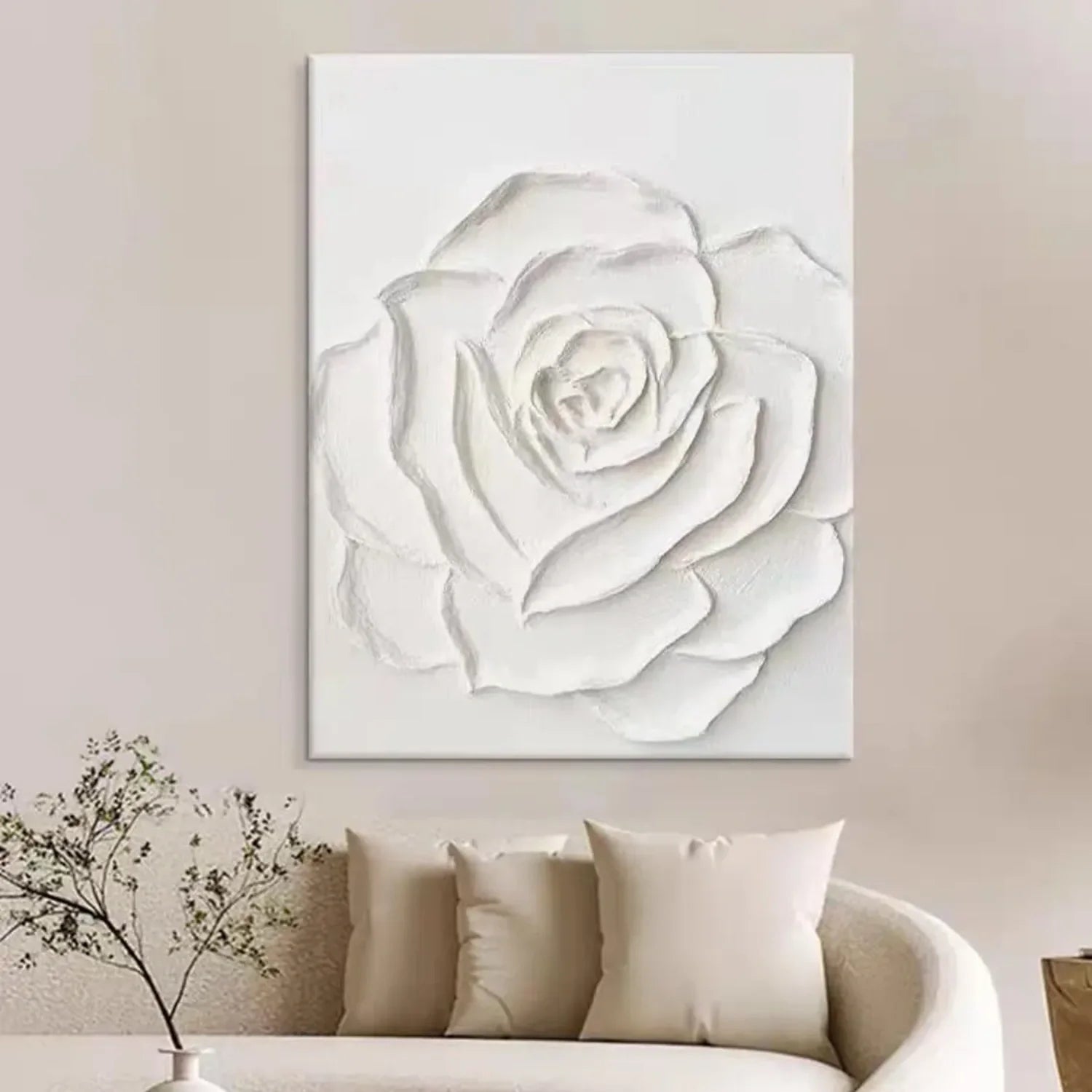 White Flower & Tree Abstract_Textured Wall Art #FT130