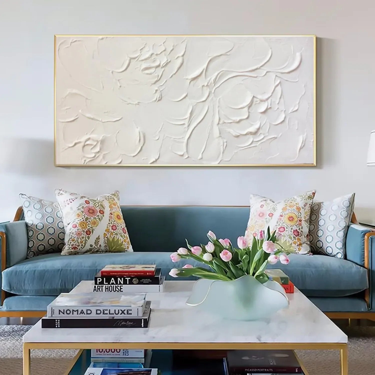 White and Beige Minimalist_Textured_Canvas Art #MD259