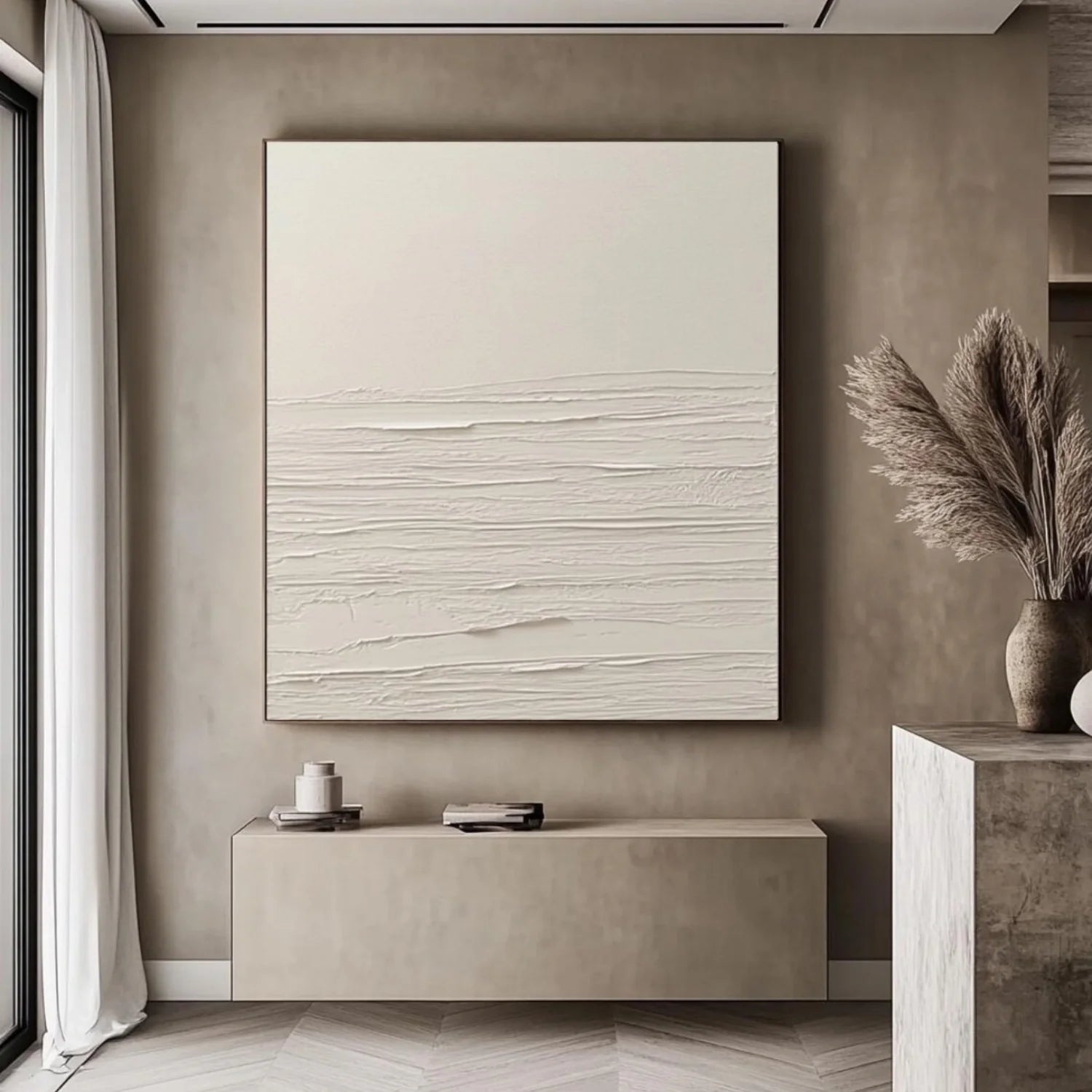 White Minimalistic Textured Art #MD250