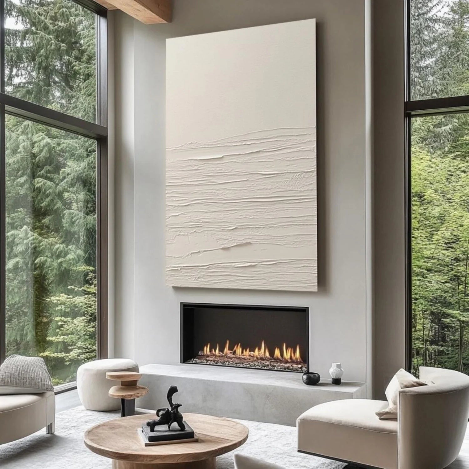 White Minimalistic Textured Art #MD250