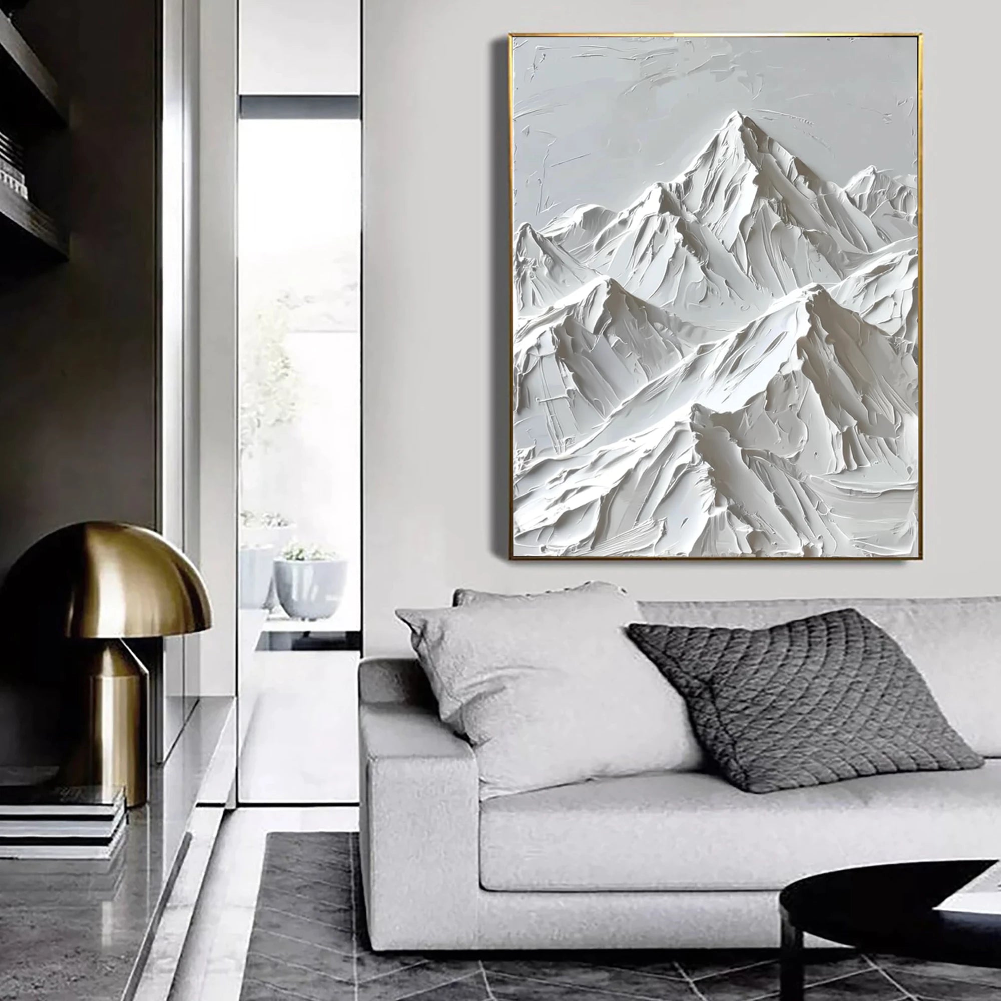 Minimalist White Mountain Painting #MD113