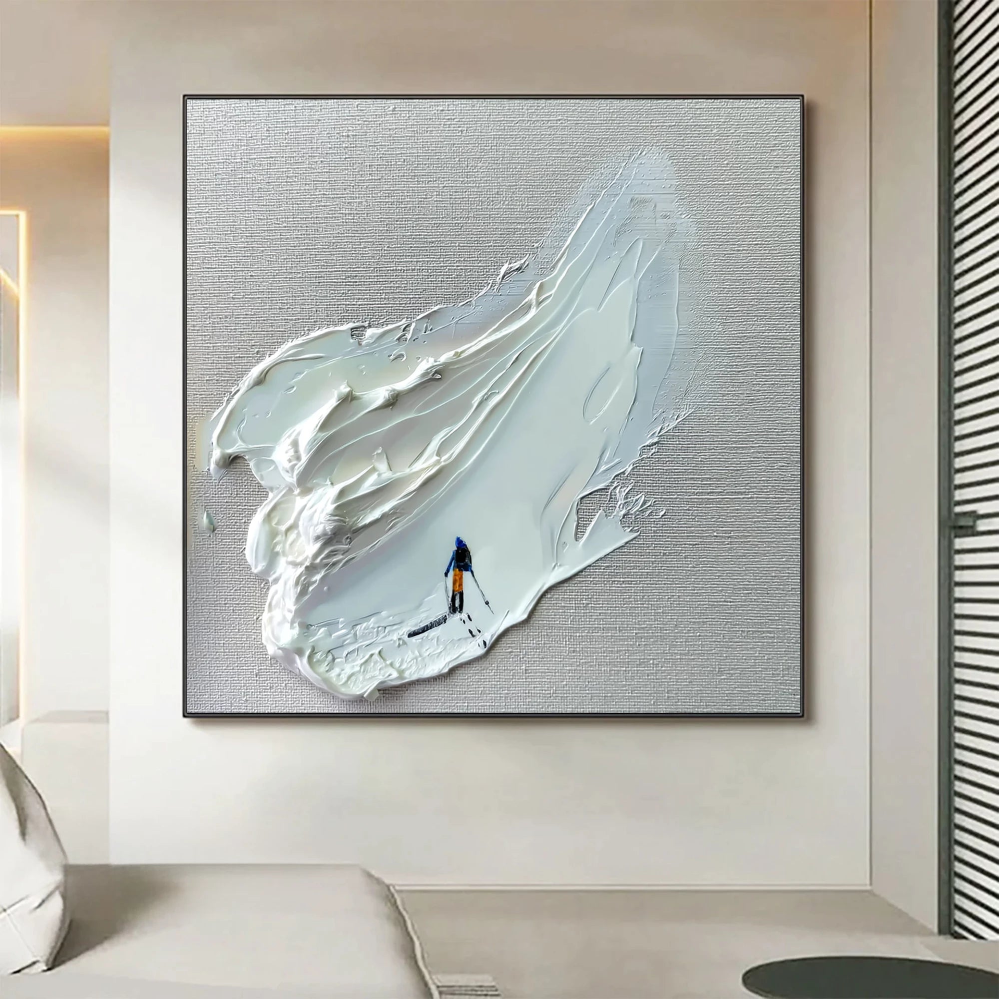 Minimalist 3D Textured Skier Oil Painting #AS280