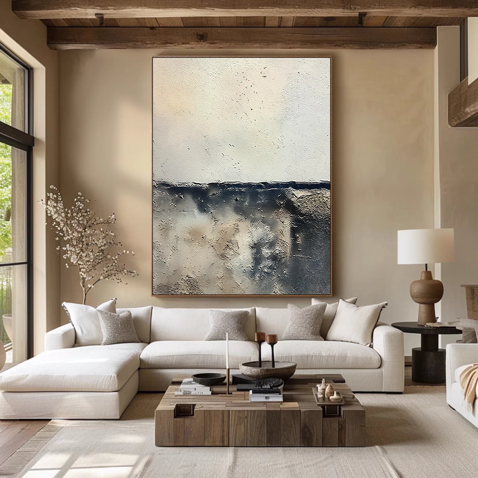 Beige Grey Wabi-Sabi Oil Painting #WA56