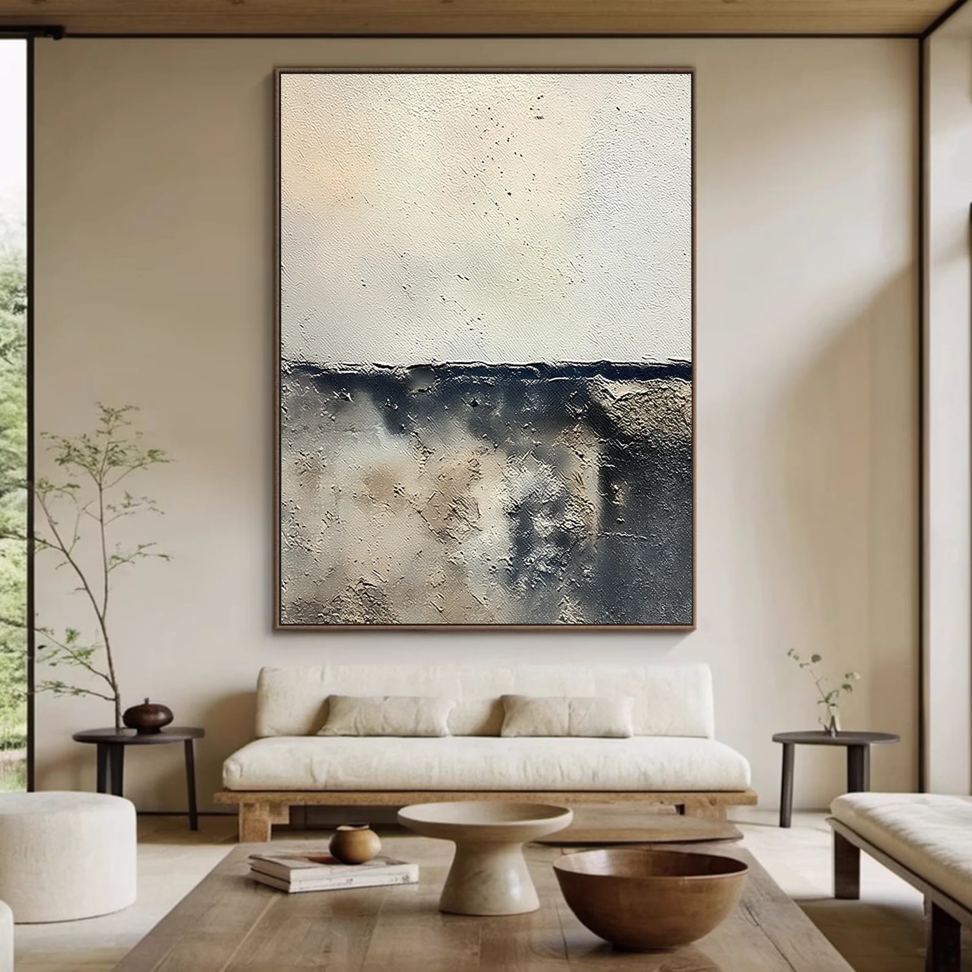 Beige Grey Wabi-Sabi Oil Painting #WA56