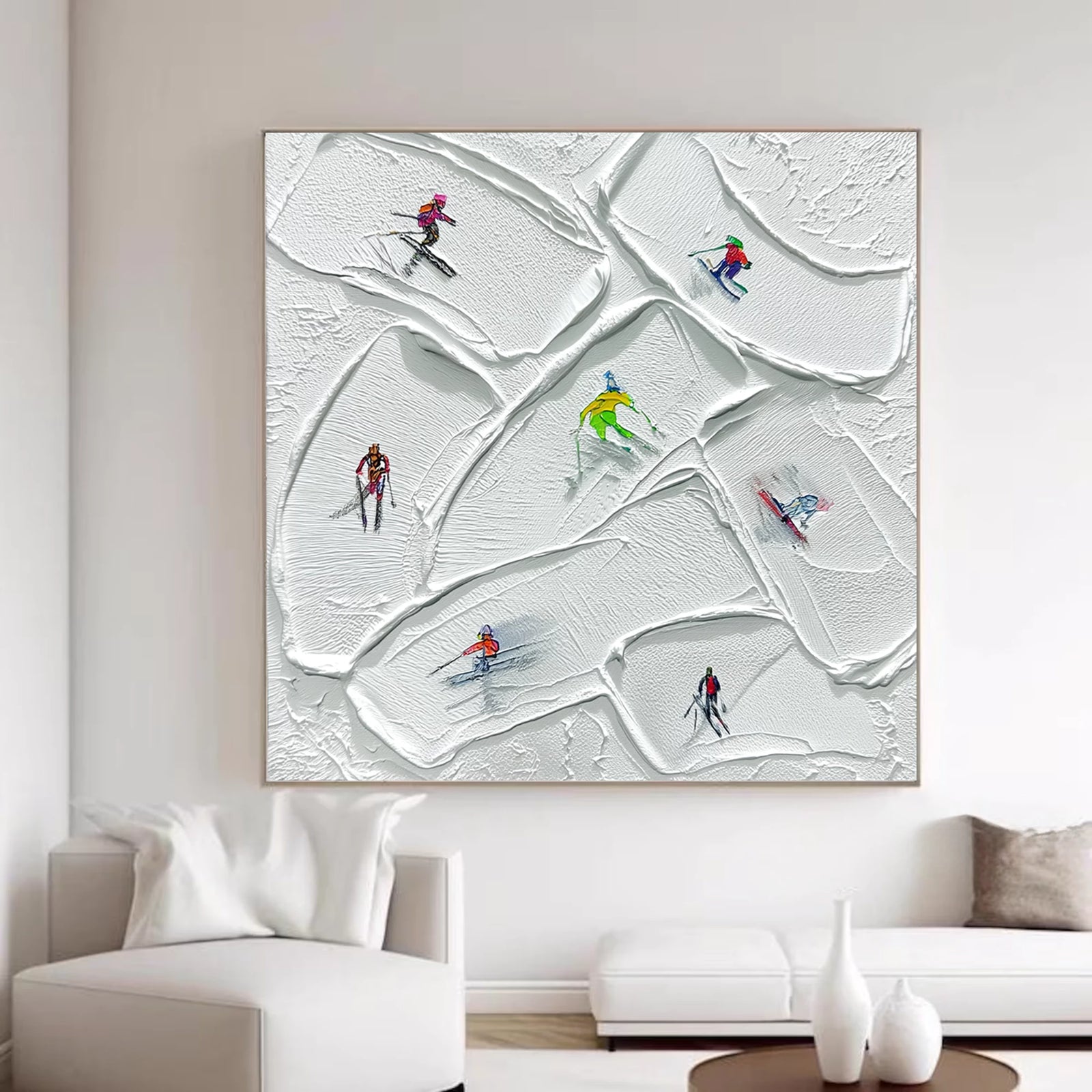 Minimalist Skier Impasto Decorative Painting #AS279