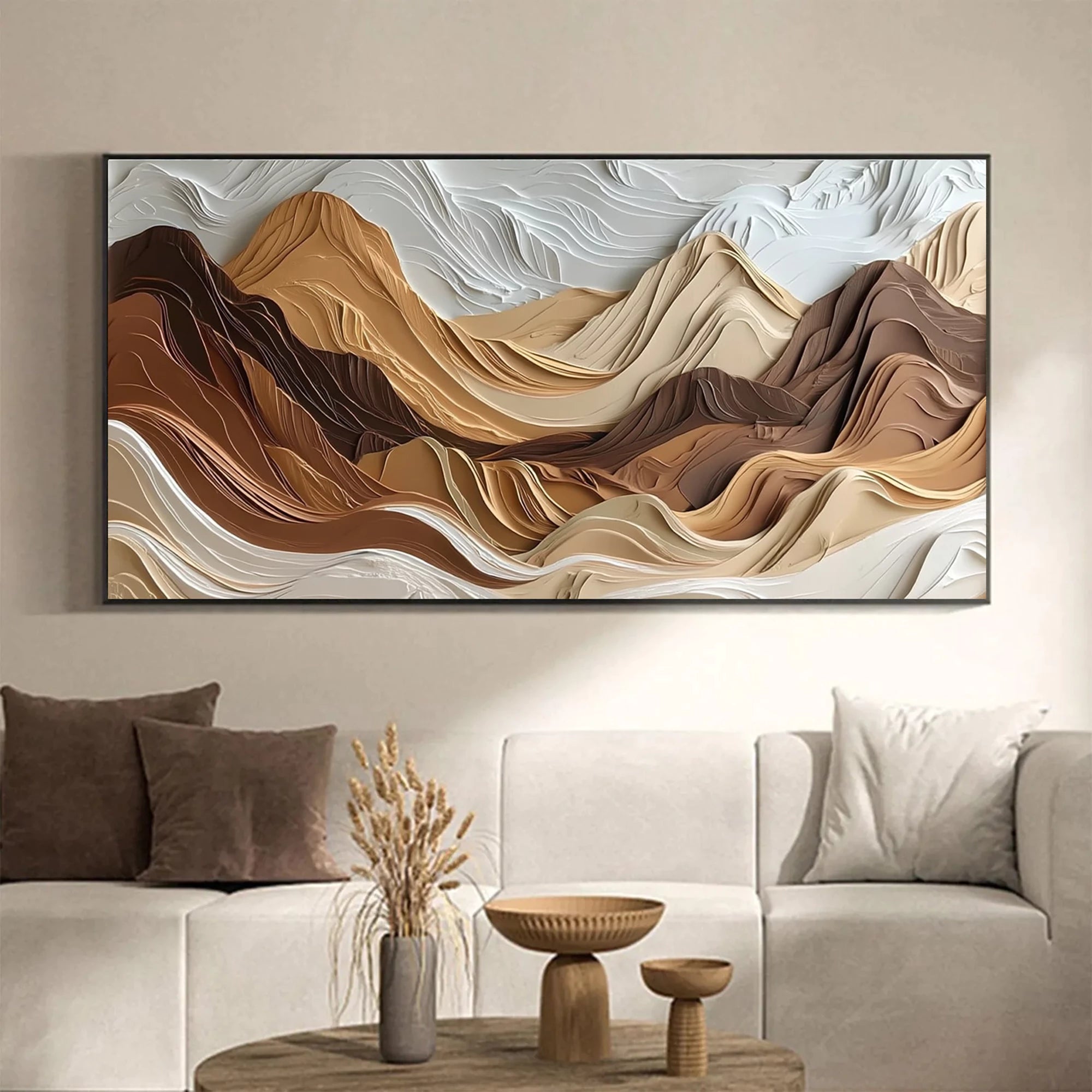 3D Impasto Earth Tone Mountain Wall Art #MD223