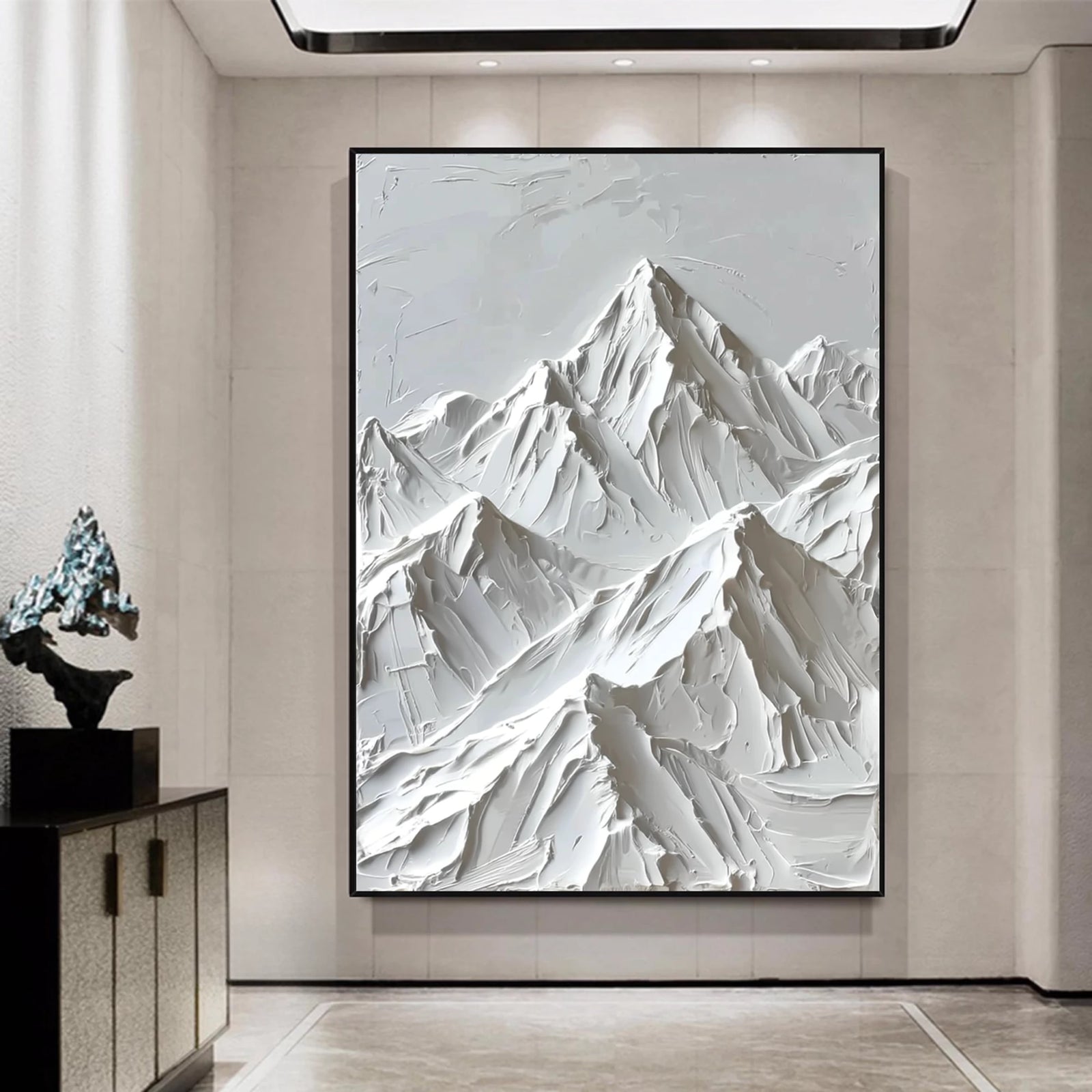 Minimalist White Mountain Painting #MD113