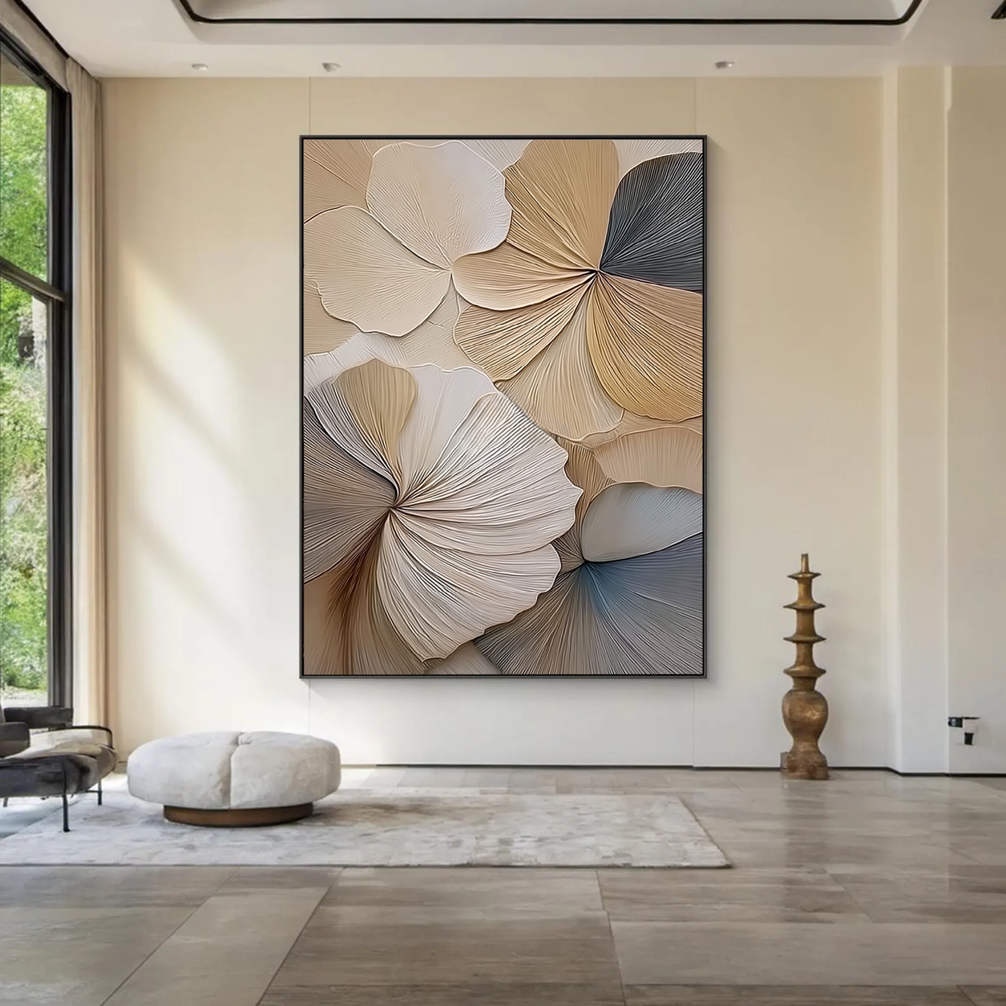 Neutral Floral Impasto Wall Art #FT186