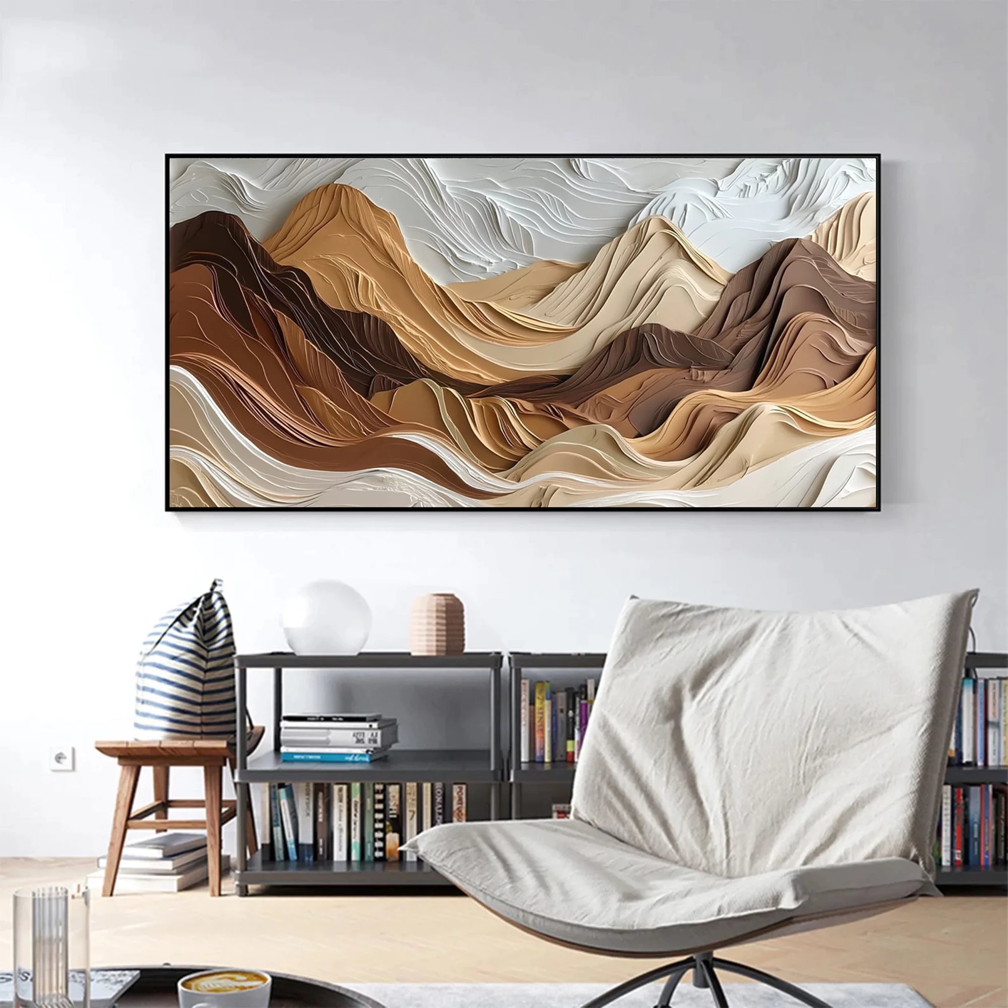 3D Impasto Earth Tone Mountain Wall Art #MD223