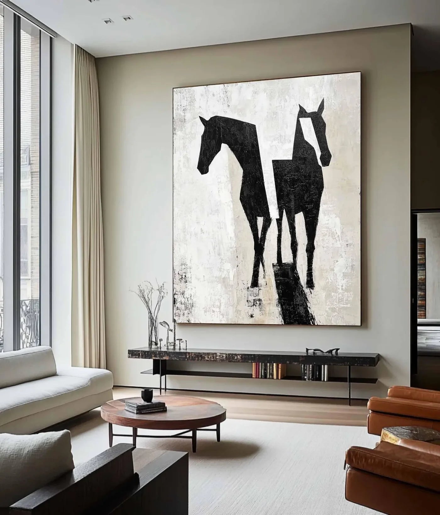 Abstract Two Horse Art Painting #AM281