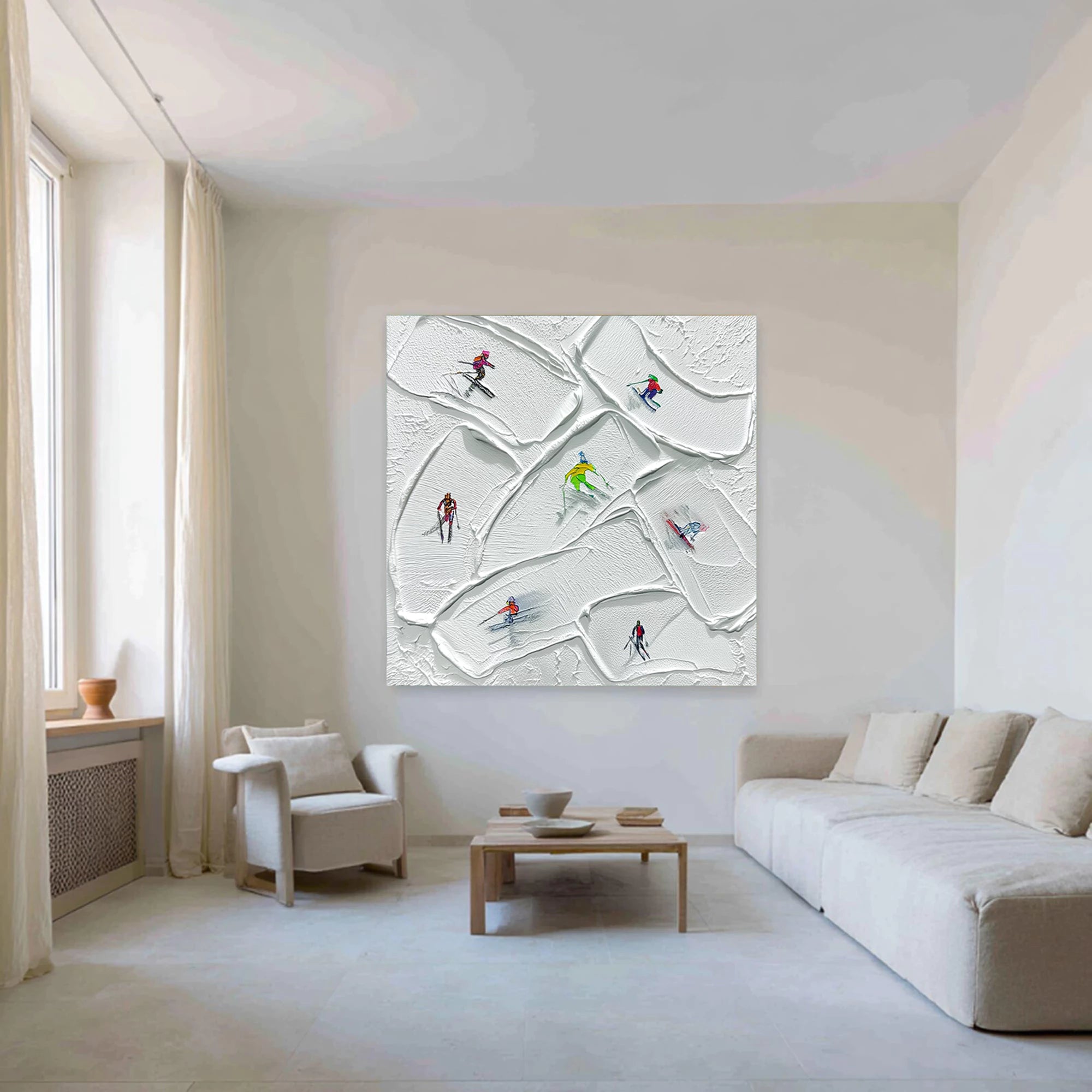 Minimalist Skier Impasto Decorative Painting #AS279