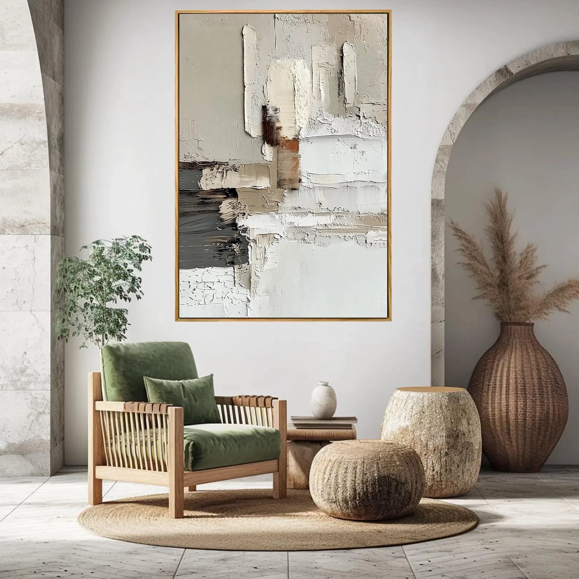 Neutral Tone Textured Abstract Oil Painting #WA58