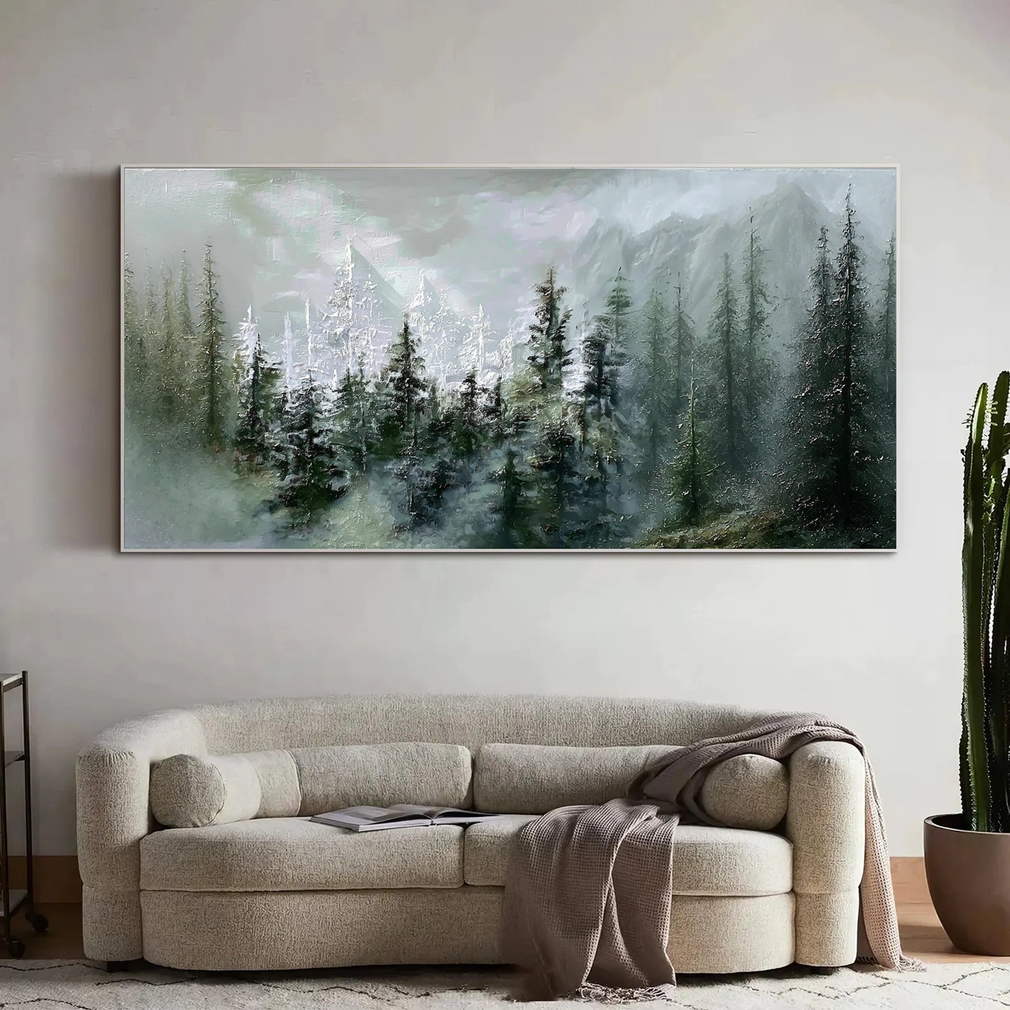 Misty Mountain Forest Oil Painting #FT917