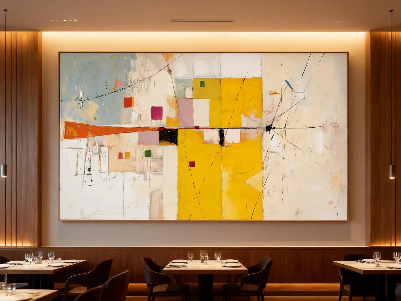 Vibrant Yellow Abstract Wall Art #WA319