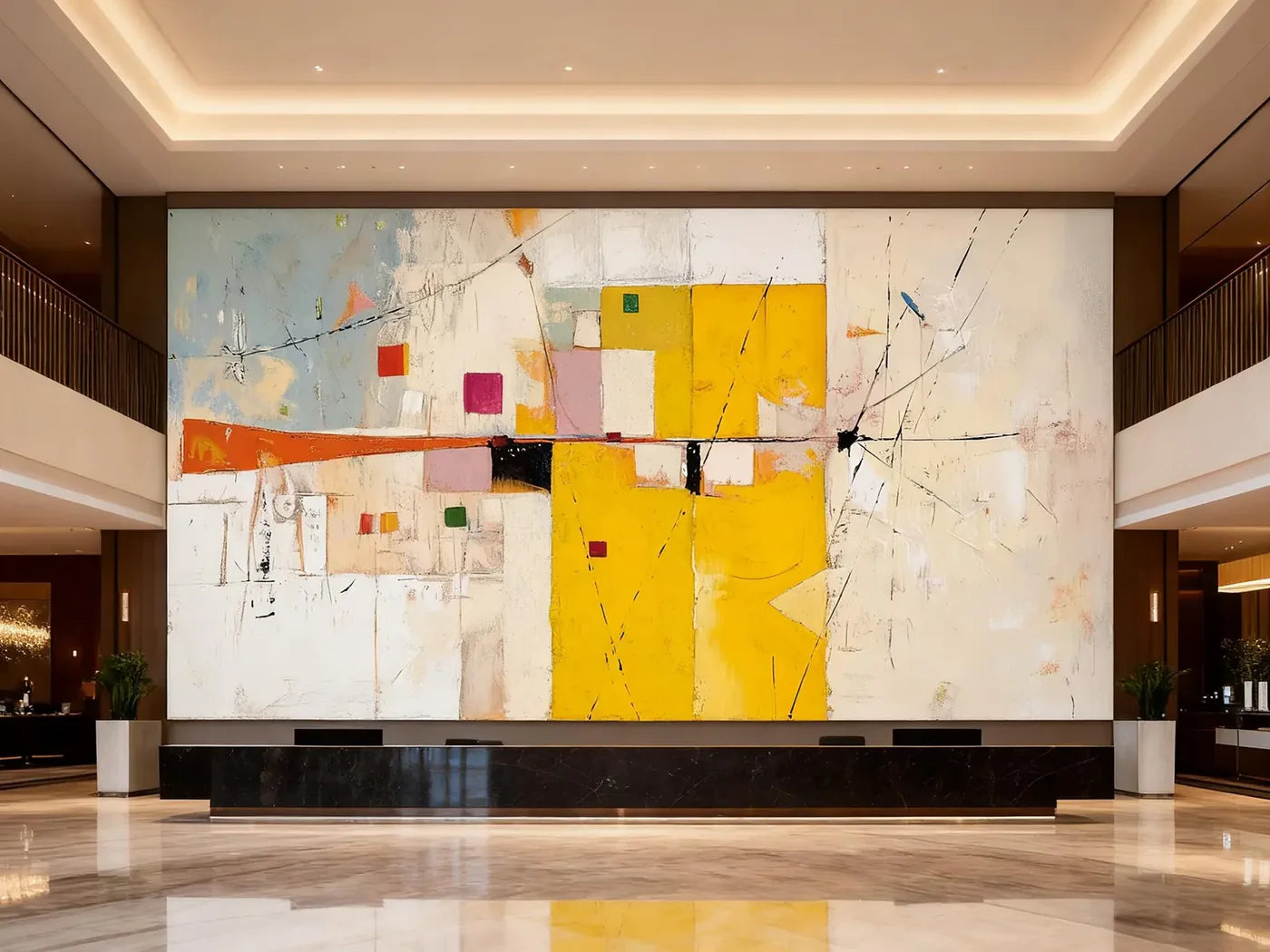 Vibrant Yellow Abstract Wall Art #WA319