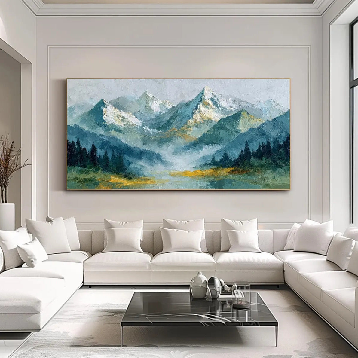 Snowy Mountain Landscape Art #FJ425