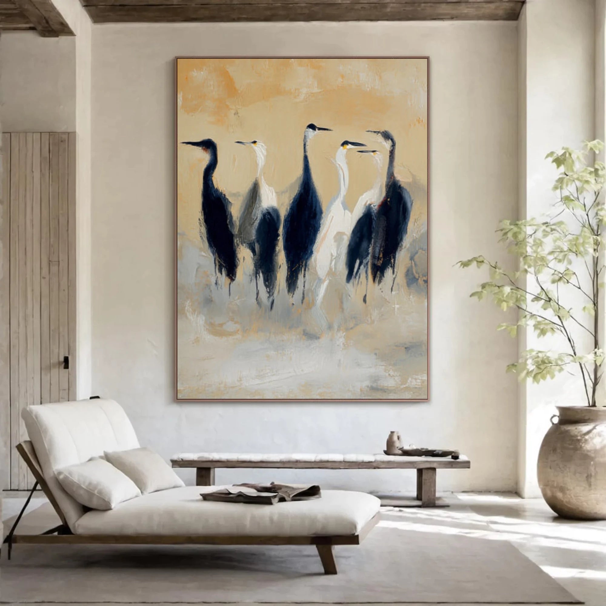 Neutral Tone Bird Canvas Art #AM124