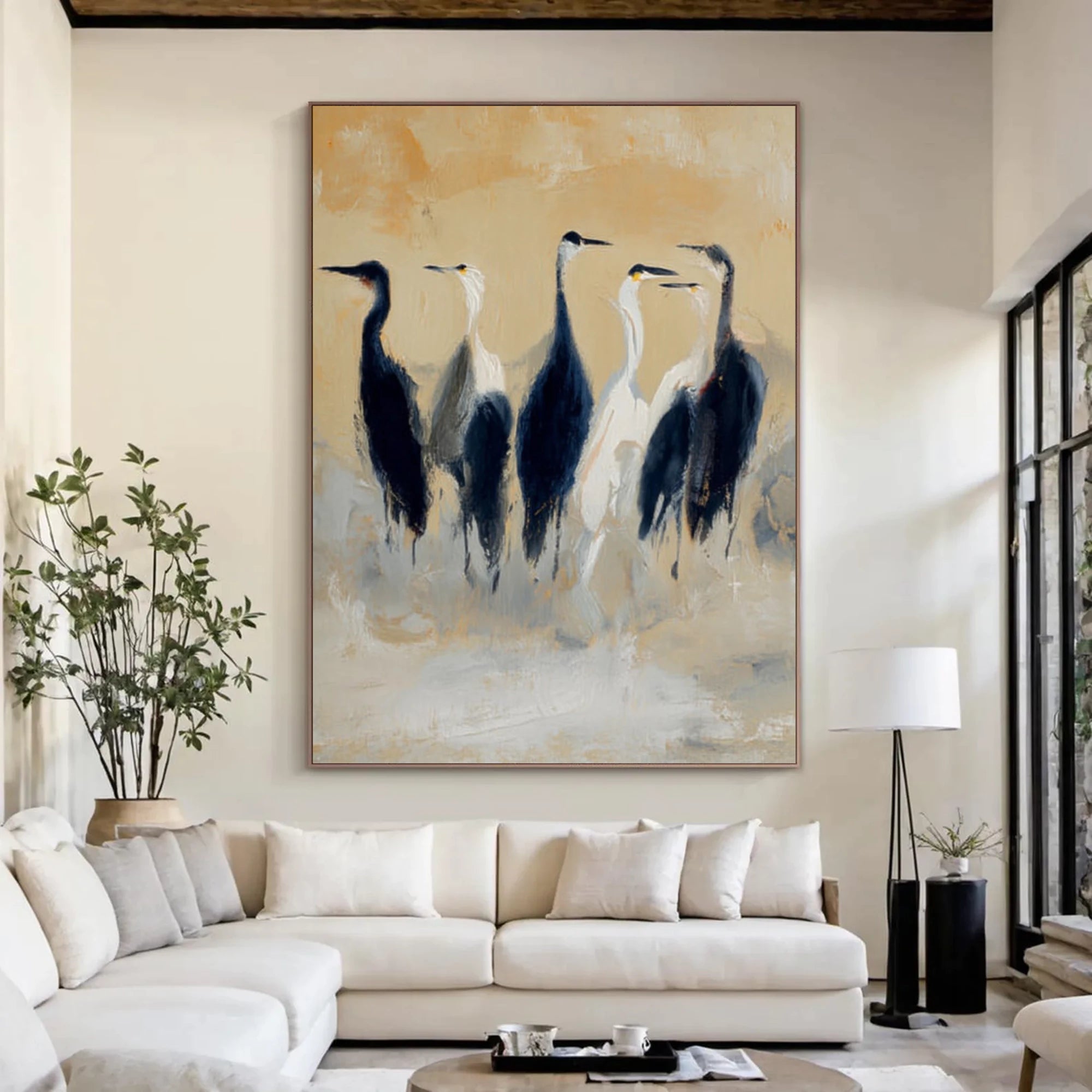 Neutral Tone Bird Canvas Art #AM124