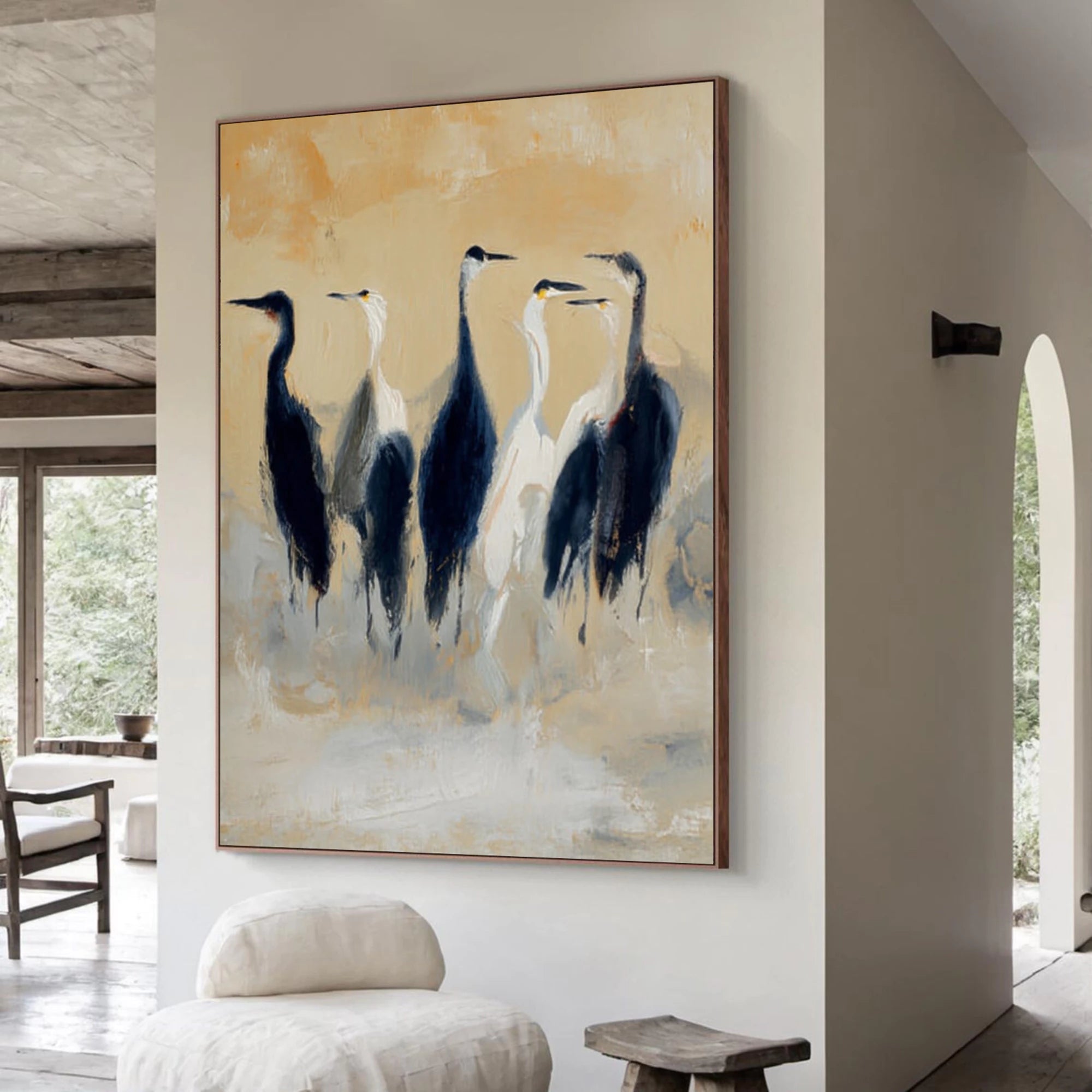 Neutral Tone Bird Canvas Art #AM124