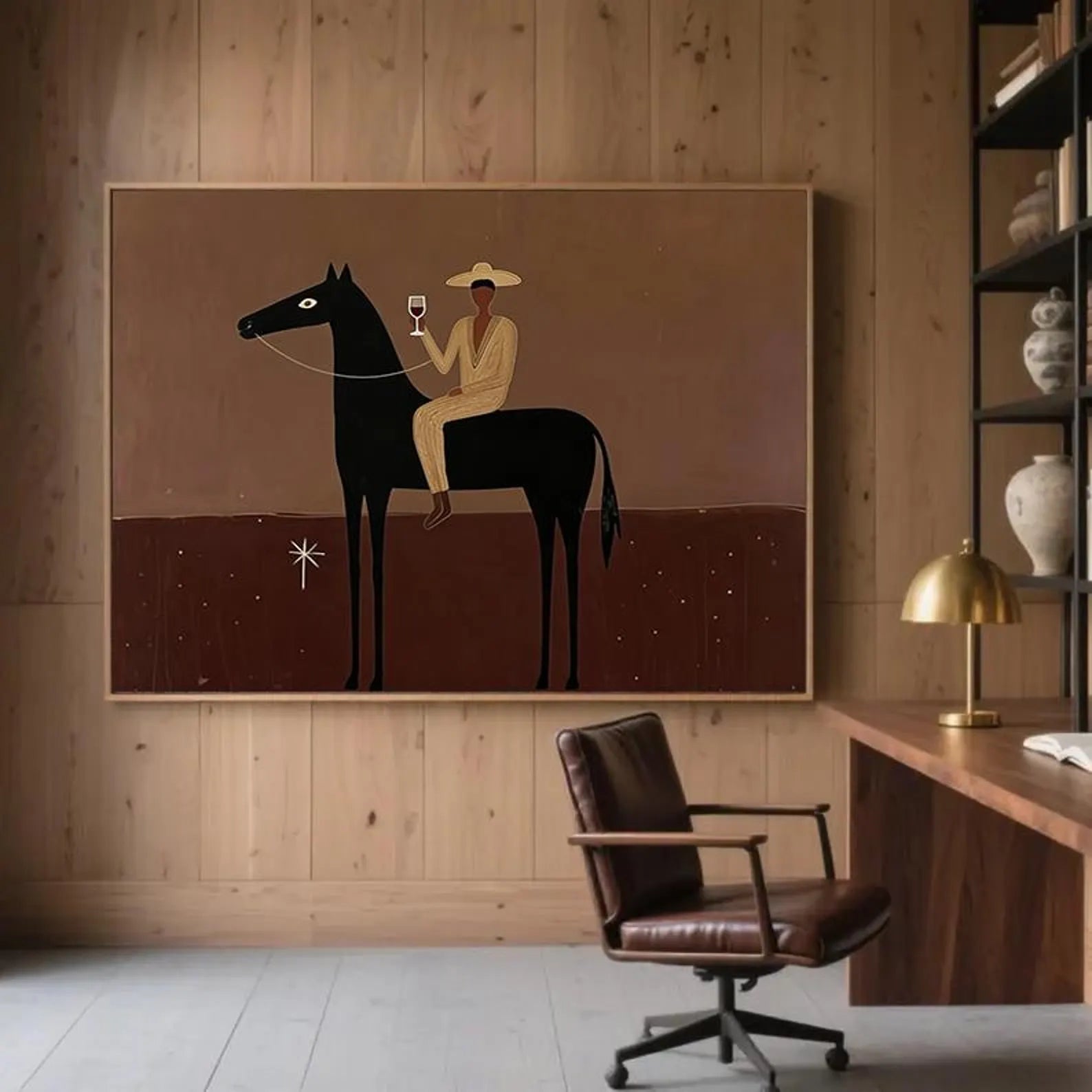 Minimalist Western Style Rider Art #AB339
