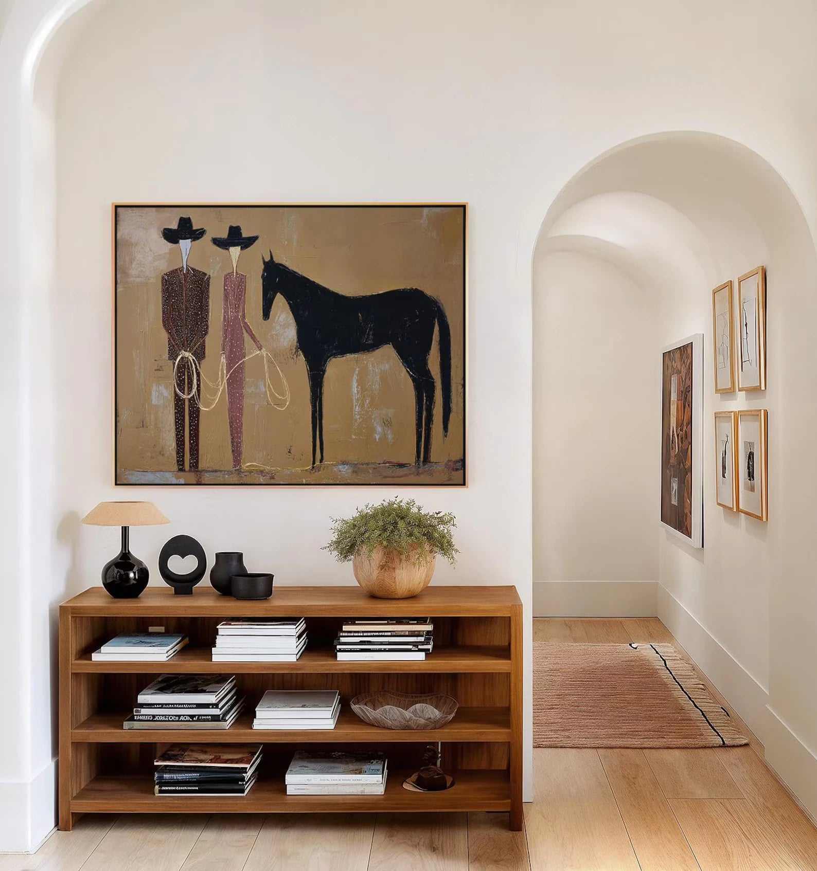 Vintage Western Black Horse Art #AB338