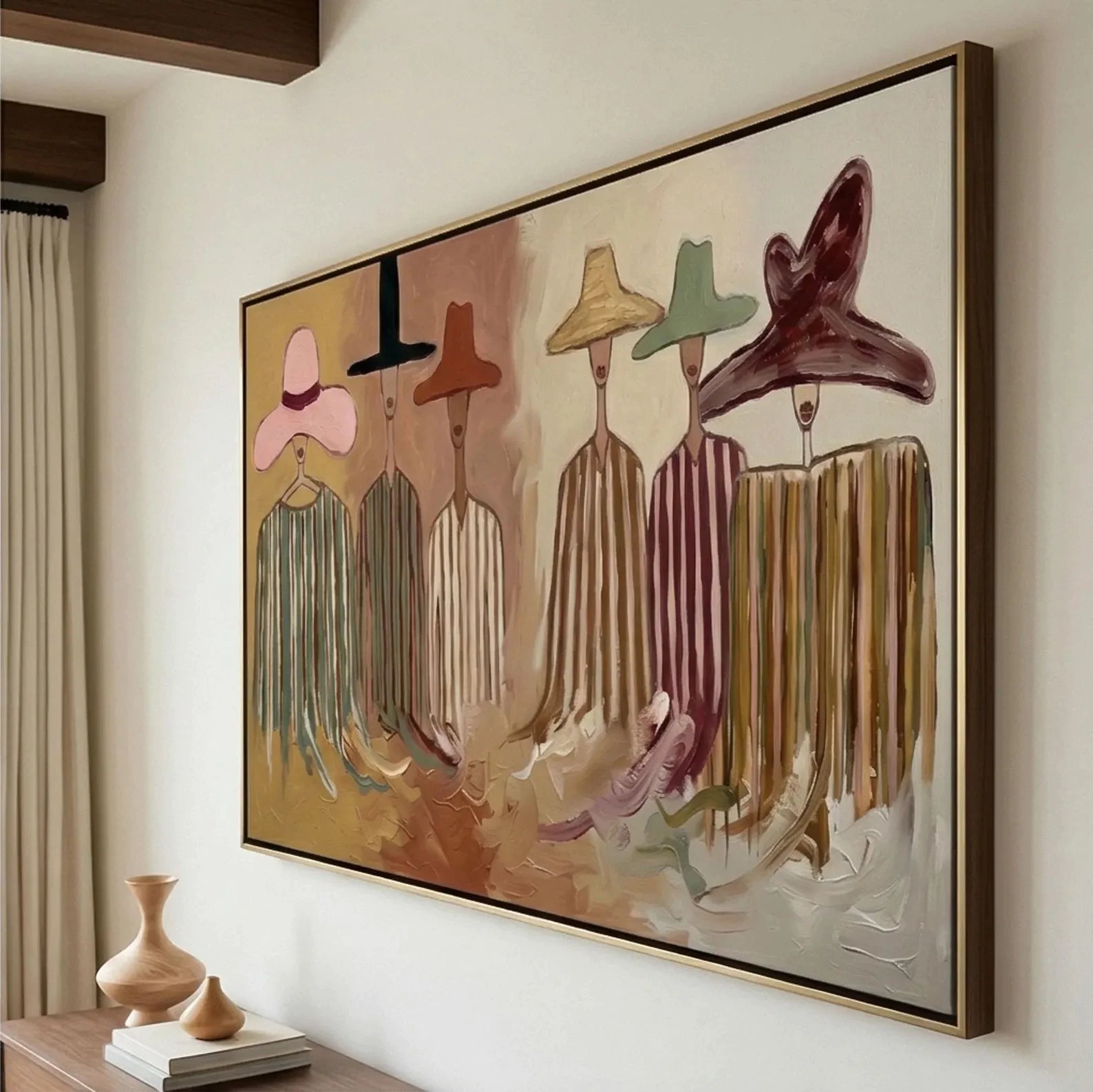 Stylized People with Colorful Hats Painting #AB332