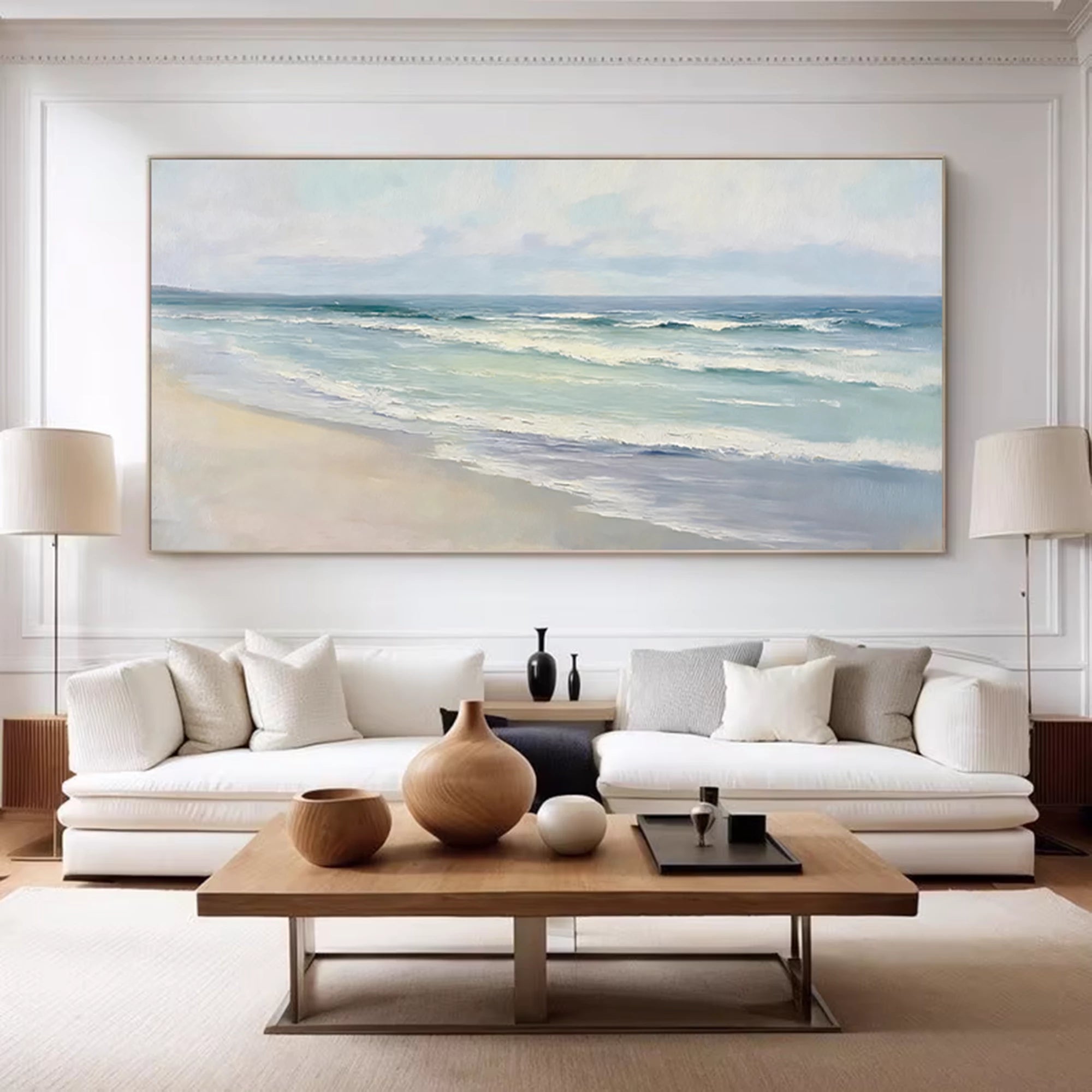 Minimalist Ocean Wave Canvas Art #SK46