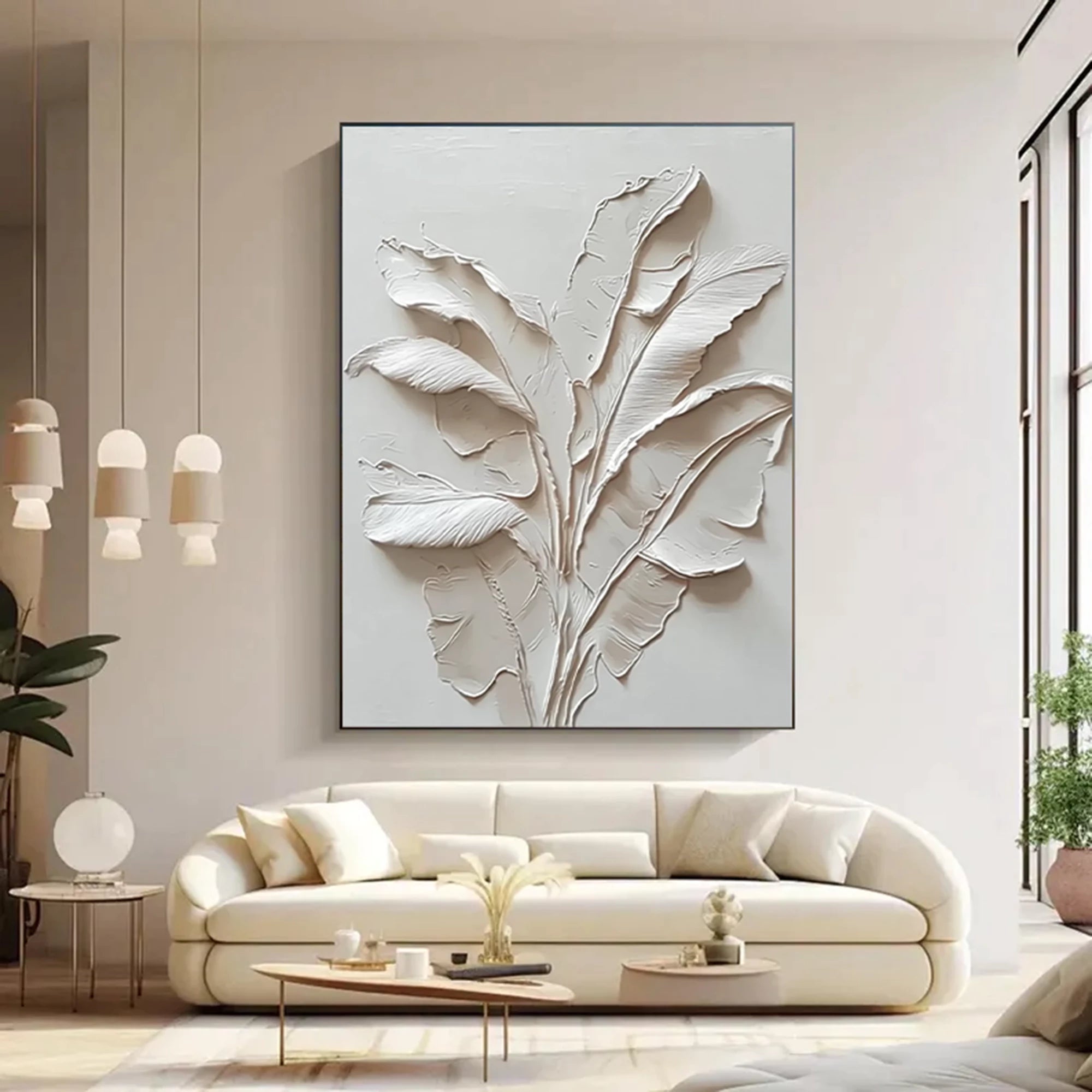 3D Neutral Plant Impasto Wall Art #FT64