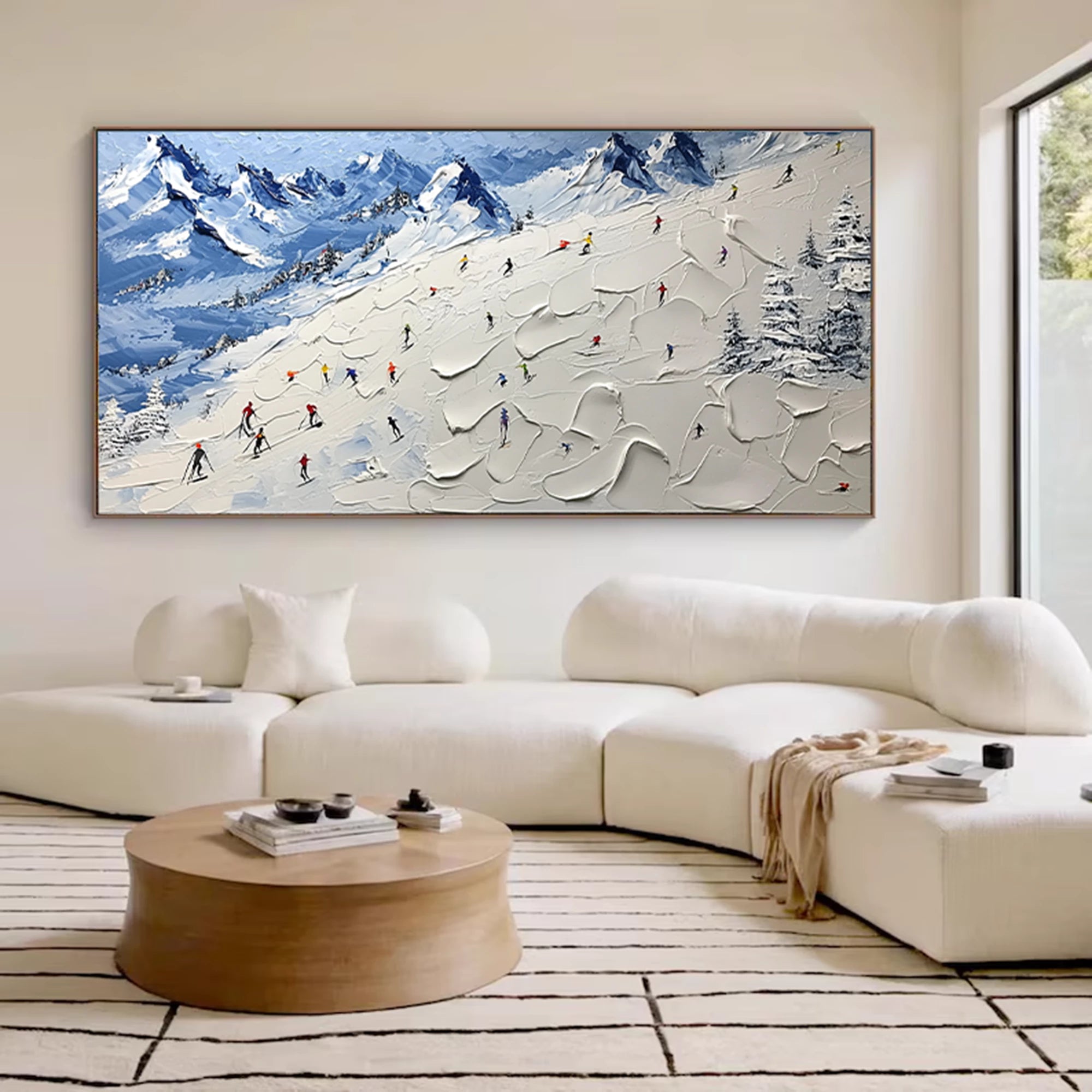3D Impasto Winter Skiing Wall Art #AS278