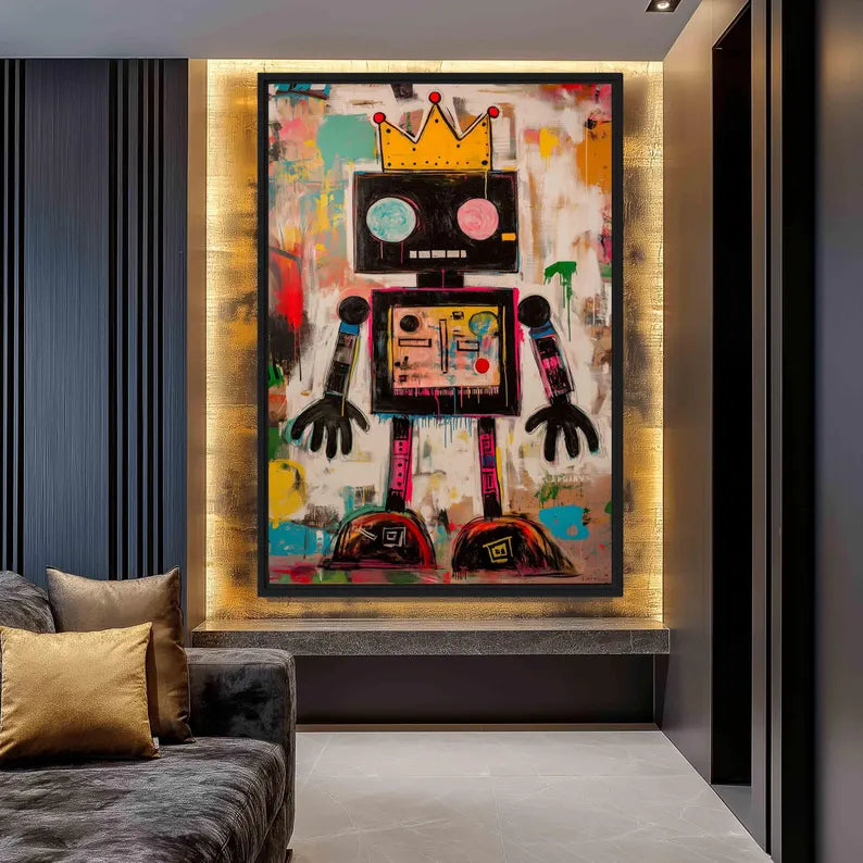 Street Graffiti Style Robot Decorative Wall Art #PO368