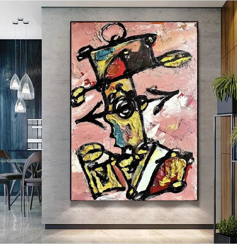Contemporary Contrasting Color Abstract Oil Painting #PO382