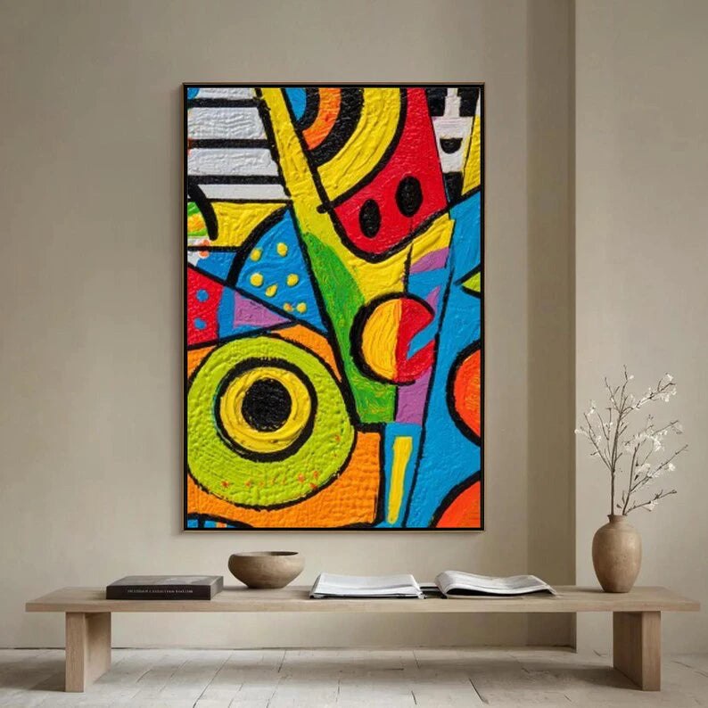 Pop Style Impasto Colorful Abstract Art #PO366