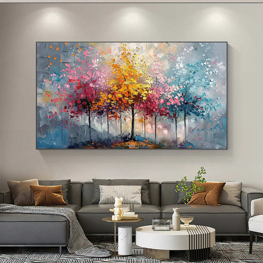 Vibrant Colorful Tree Oil Painting #FT515