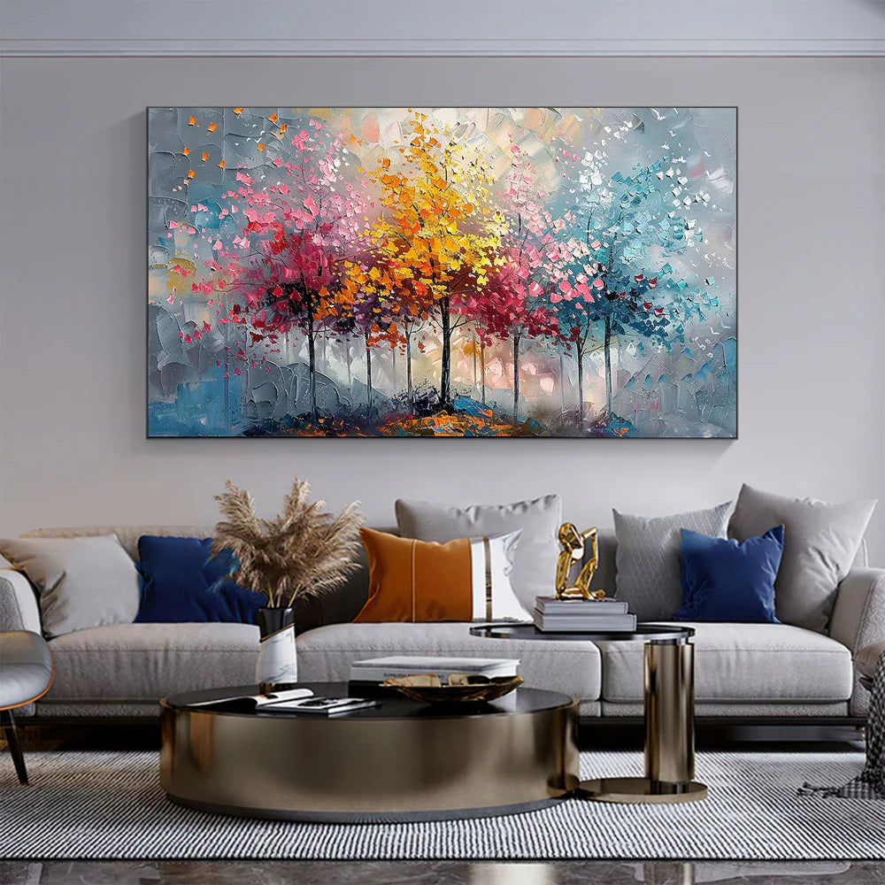Vibrant Colorful Tree Oil Painting #FT515