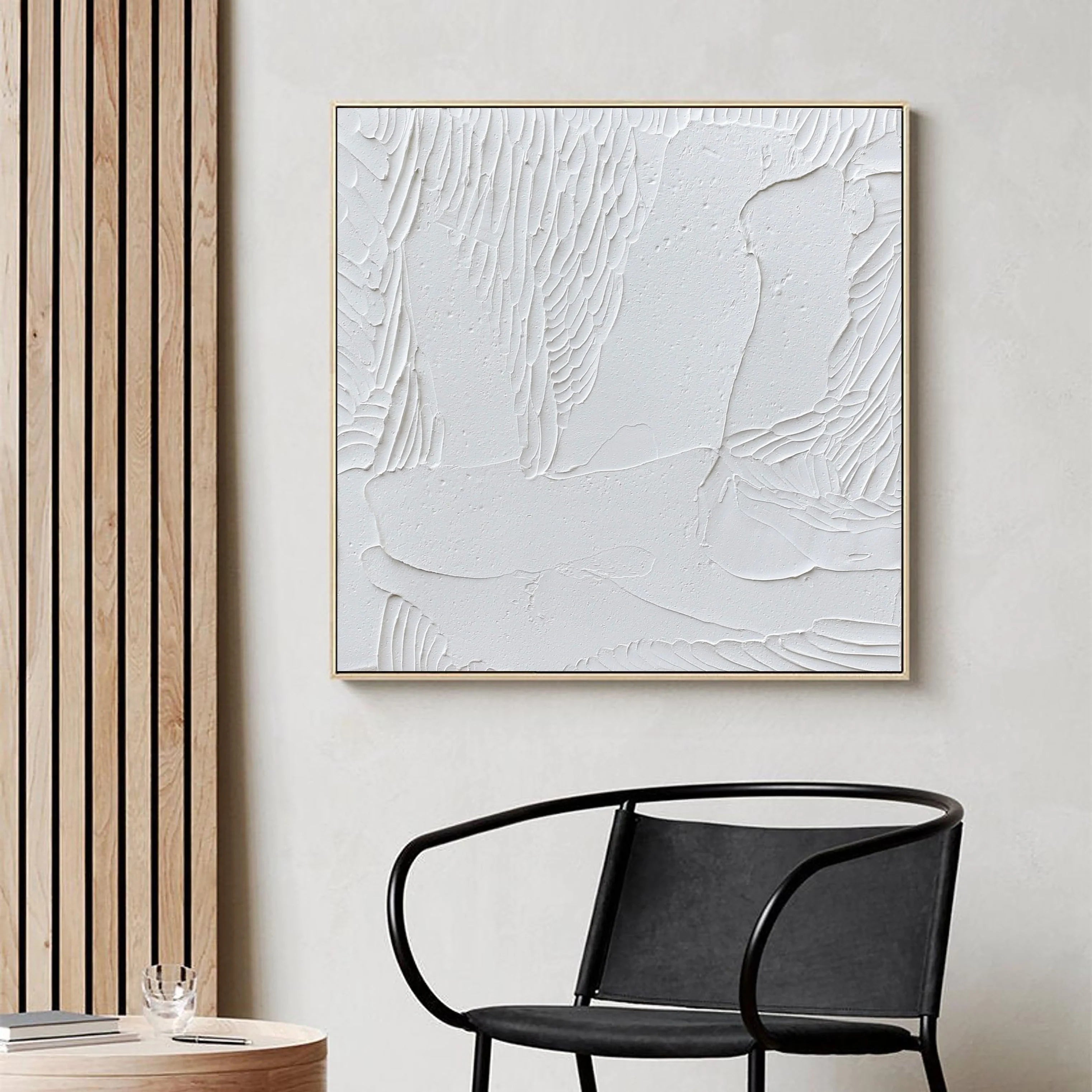 3D Textured White Plaster Art Wall Decor Painting on Canvas