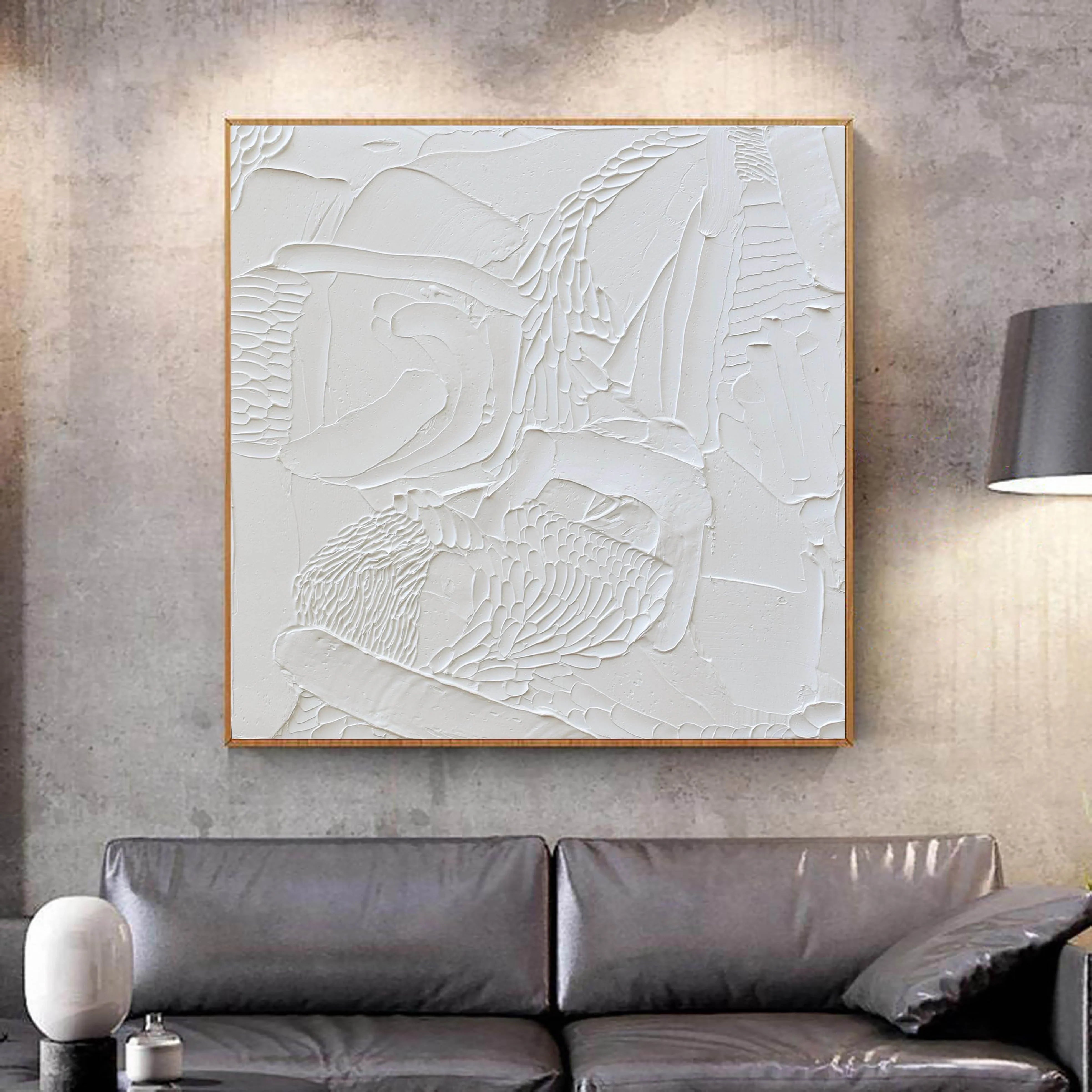 Minimalistic Plaster 3D Textured Painting Wall Artwork Large Canvas