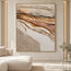 Ivory Tan Hand-Painted 3D Textured Oil Painting, Eroded Layers Wall Art #9RAVTEF6